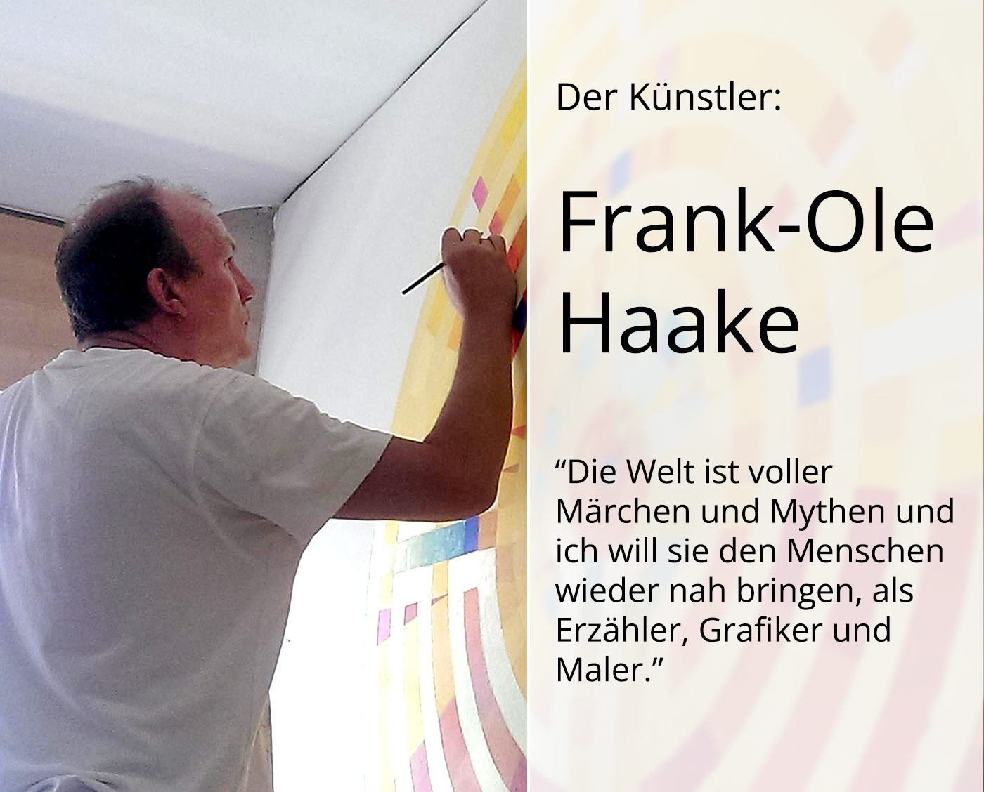 Grafik, mehrfarbiger Linoldruck von Frank-Ole Haake: "Ikarus landet 23"