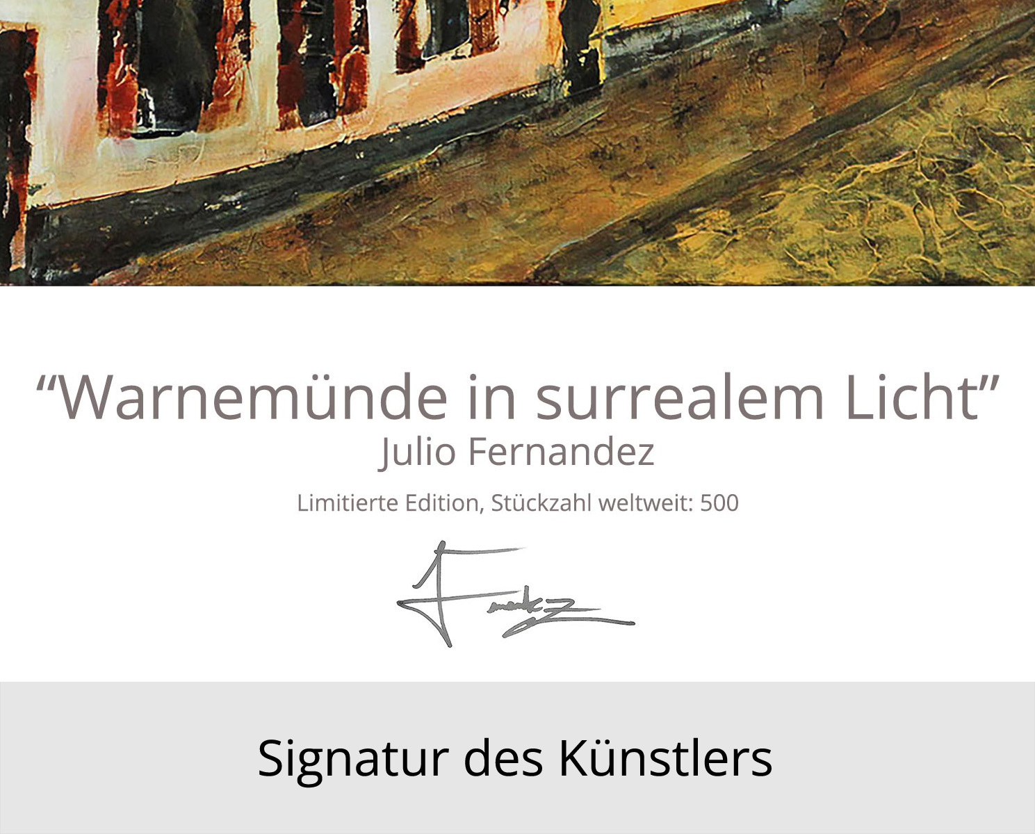Limitierte Edition auf Papier, J. Fernandez "Warnemünde in surrealem Licht", Fineartprint