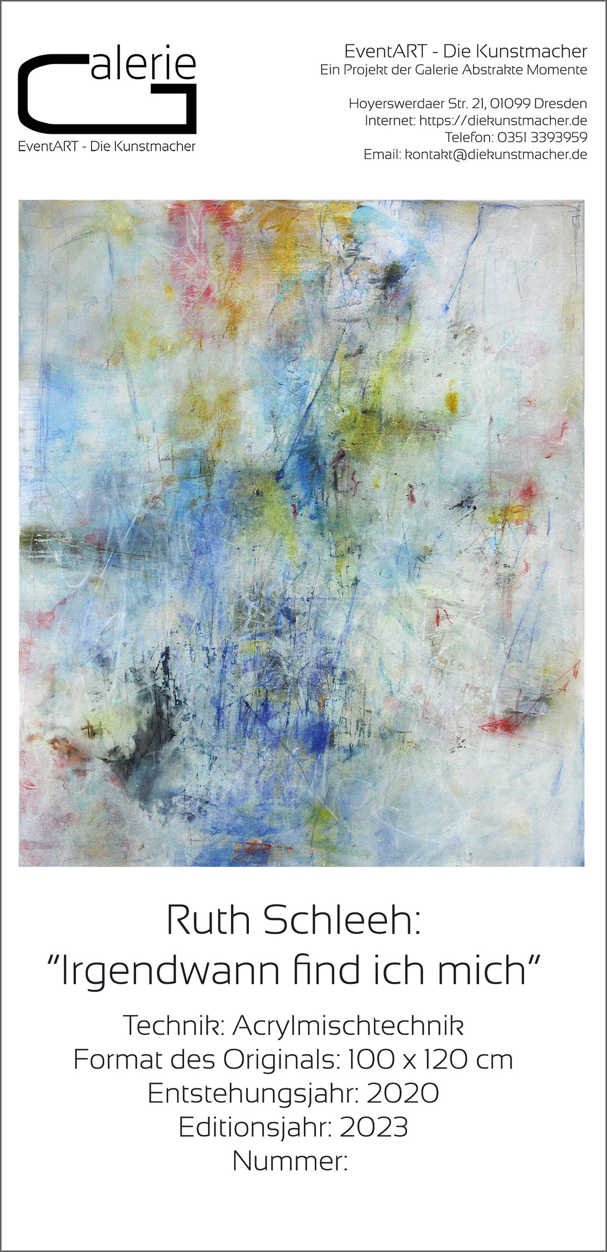 Ruth Schleeh: "Irgendwann find ich mich", Sonderedition, Monatsgemälde als Kunstdruck
