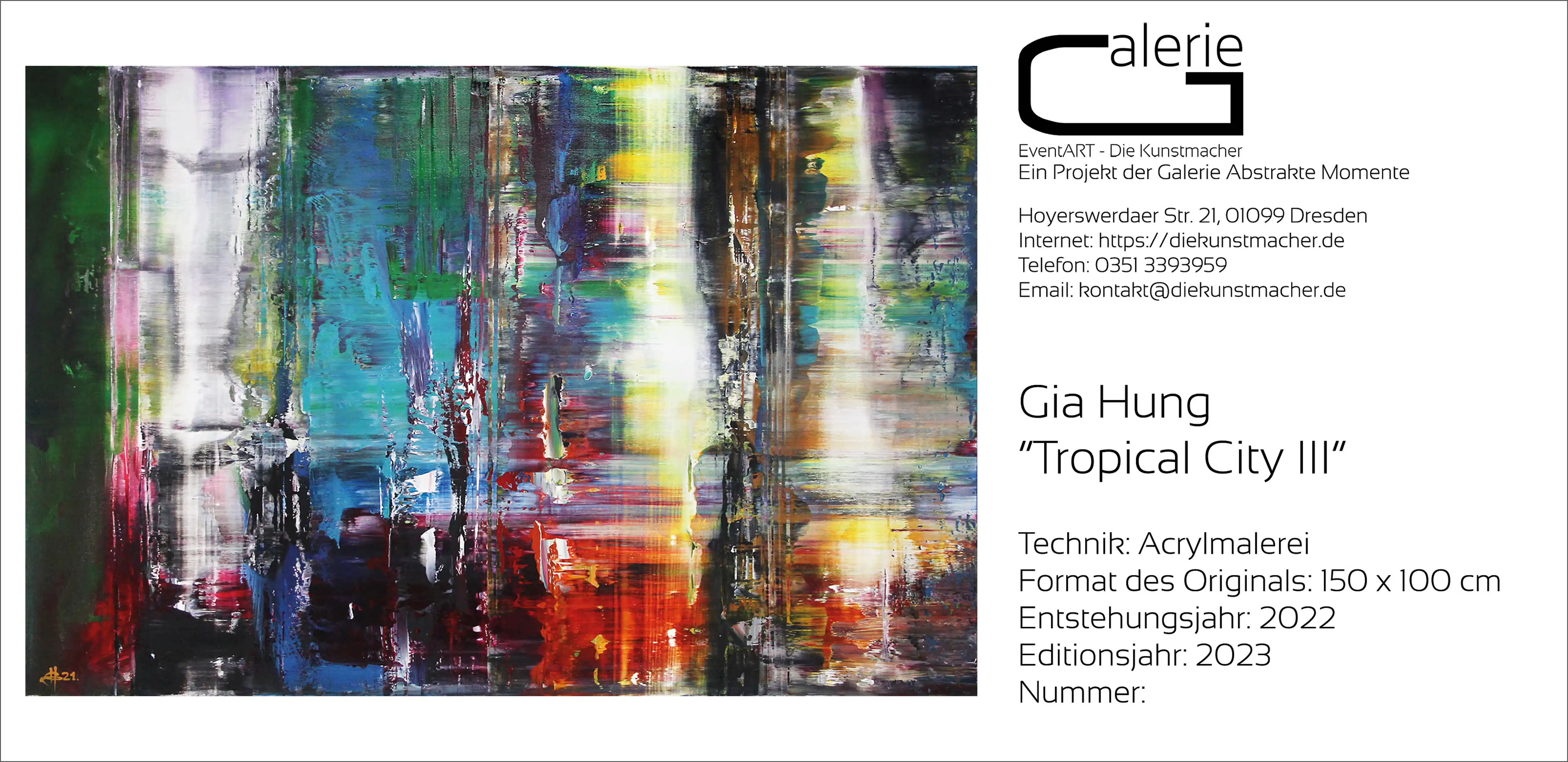 G.Hung "Tropical City III", Sonderedition, Monatsgemälde als Kunstdruck