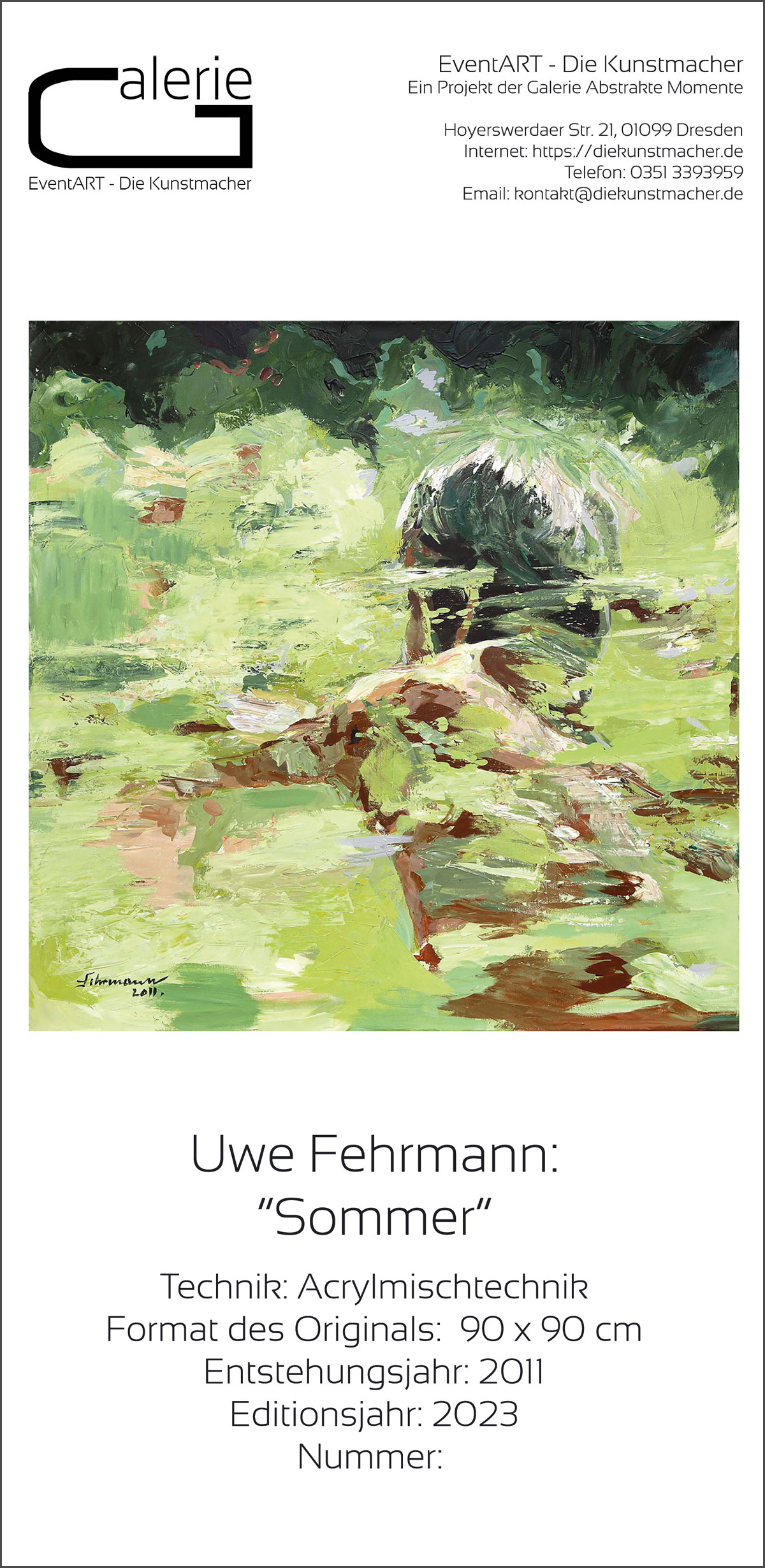 Uwe Fehrmann: "Sommer", Sonderedition, Monatsgemälde als Kunstdruck