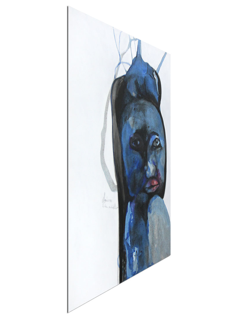 Acrylmalerei auf Papier, E.v.d.Meer: "AOIMI (BLUE BEAUTY)"