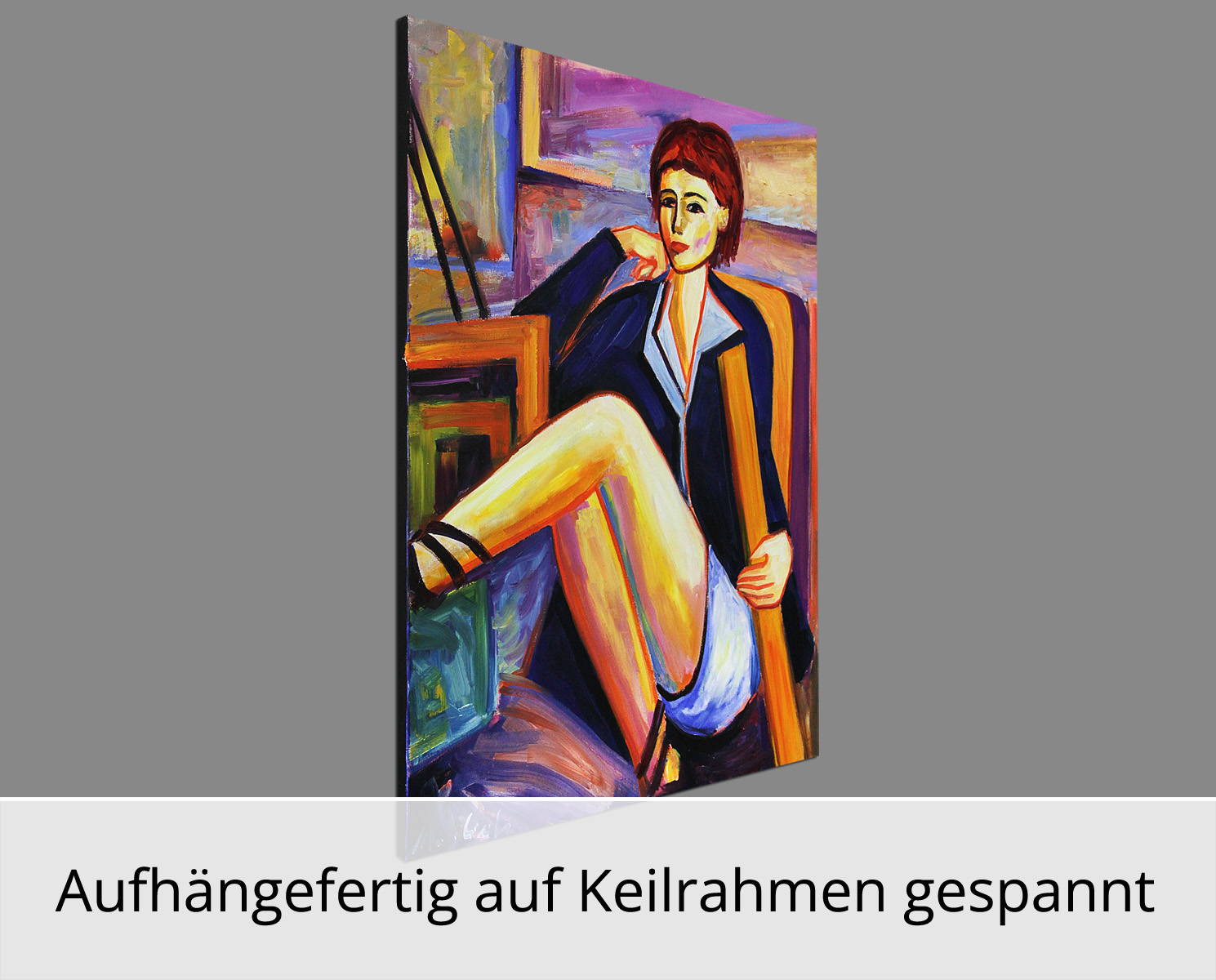 M. Cieśla: Mädchen im Studio 17, Original/Unikat, Expressionistisches Ölgemälde