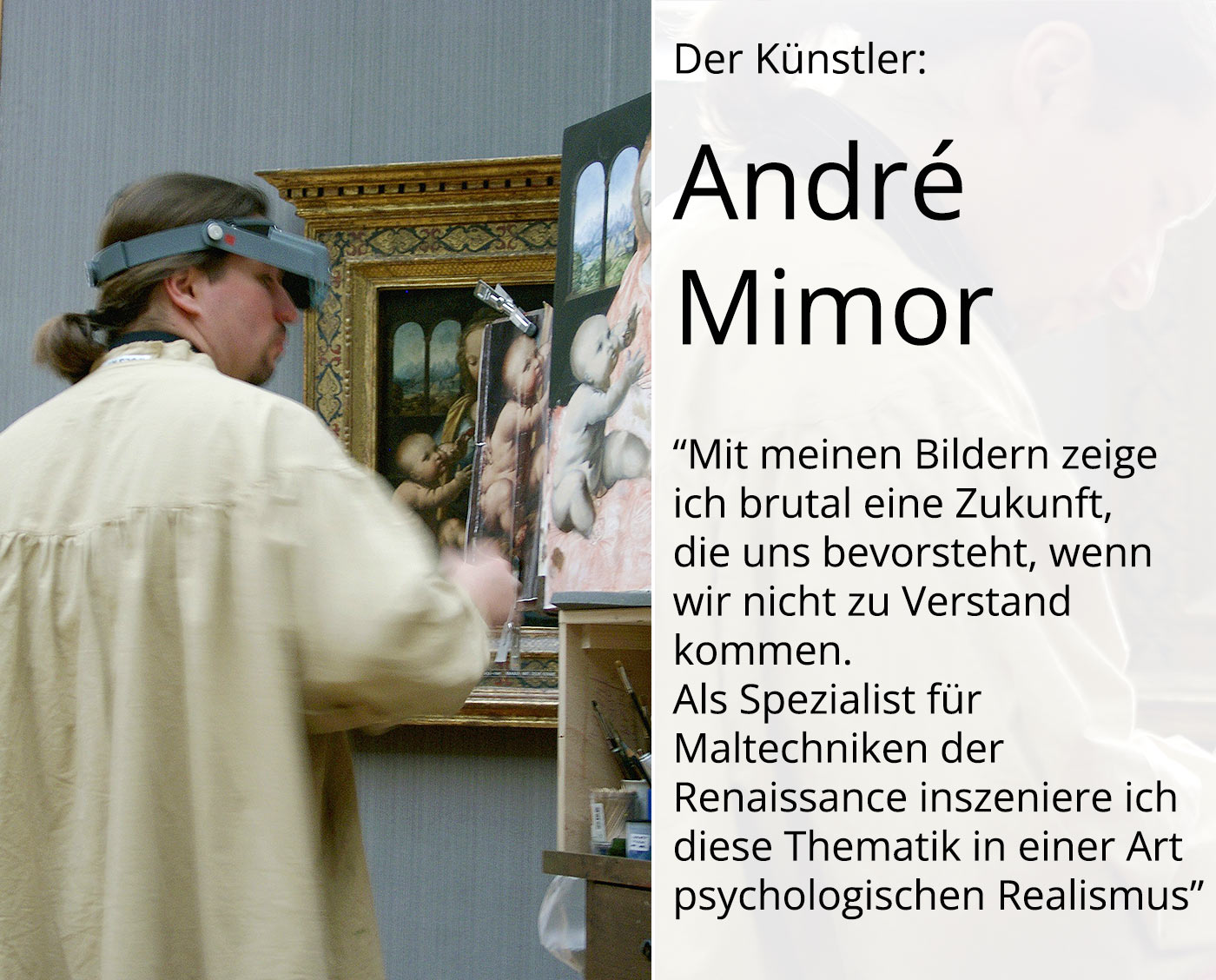 Gegenwartskunst von André Mimor: "Jäger und Sammler", Originalgemälde (Unikat)