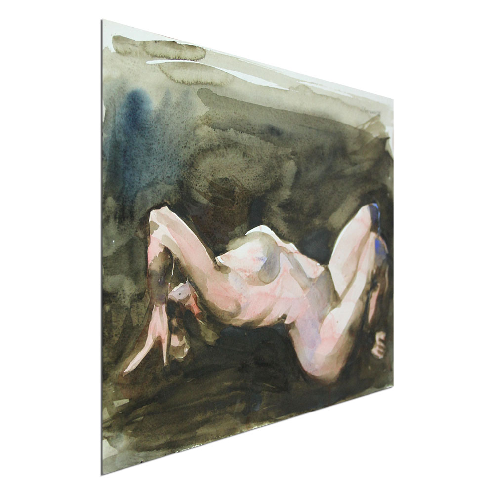 Aquarellmalerei, Stefan Petrunov: "Lying Nude" (A)