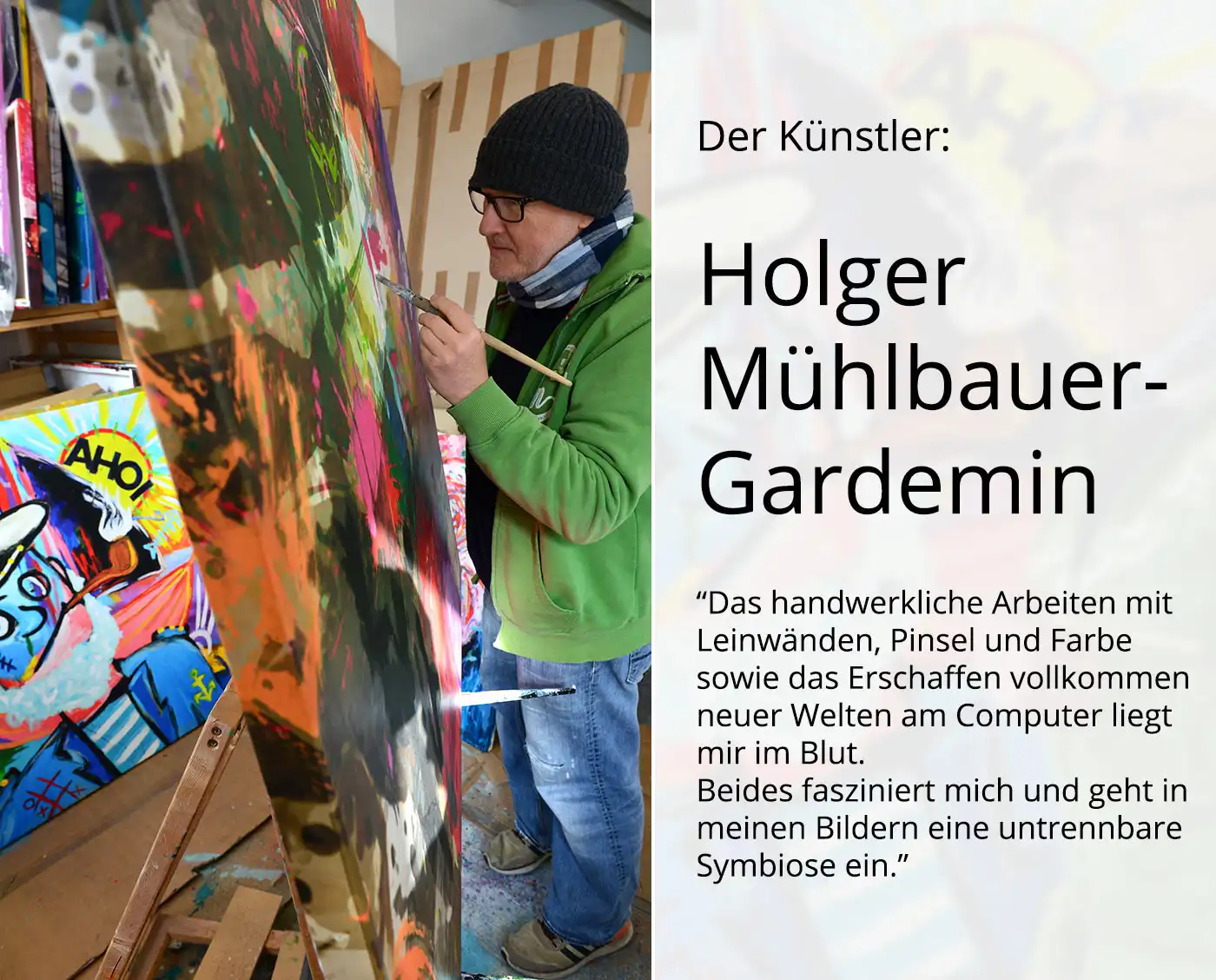 Moderne Pop Art: "Mann trägt Hut", H. Mühlbauer-Gardemin, Original/serielles Unikat