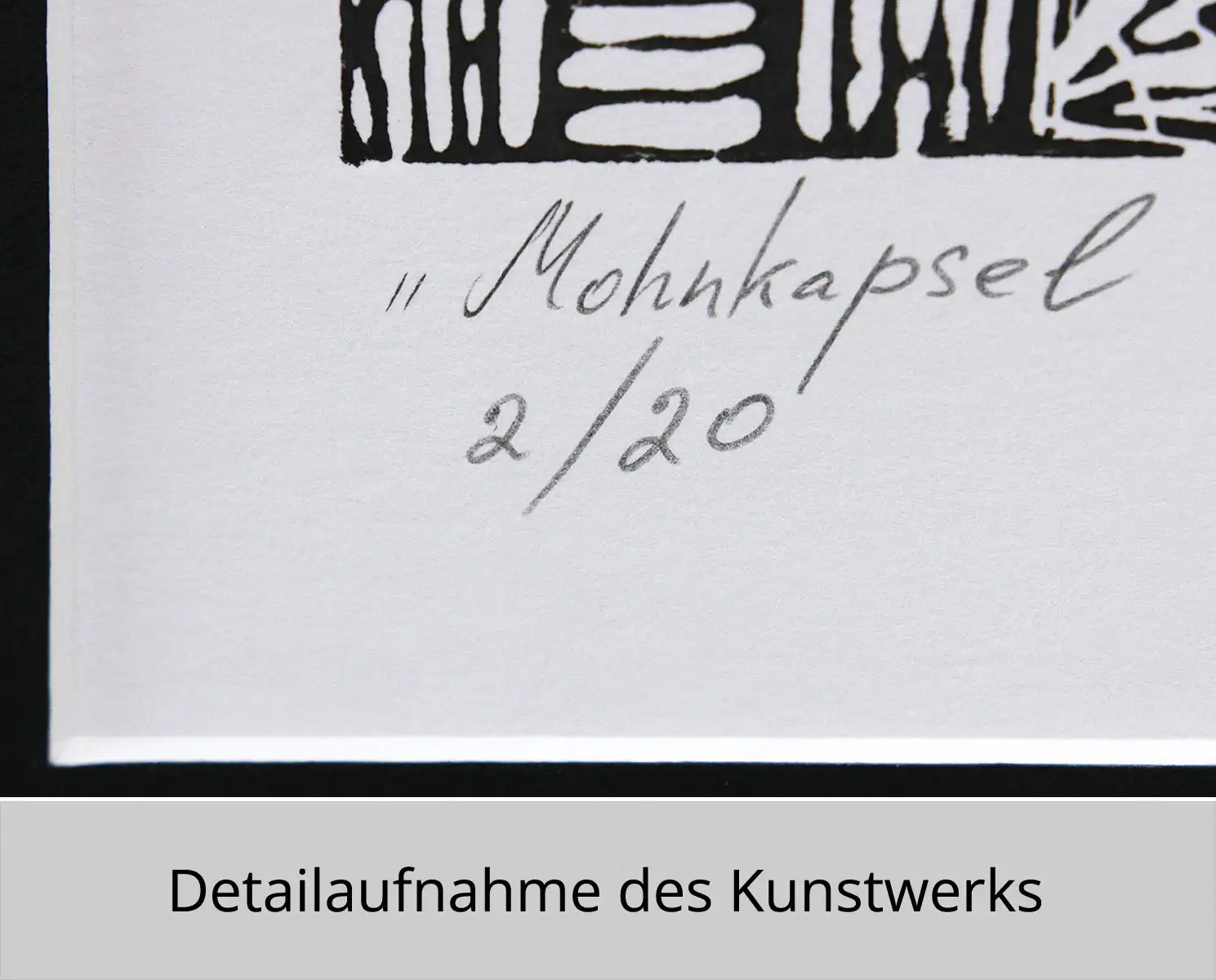 Malerei/Grafik auf Papier: "Mohnkapsel und Birnen (Nr. 2)", A. Larrett, Original (Unikat)