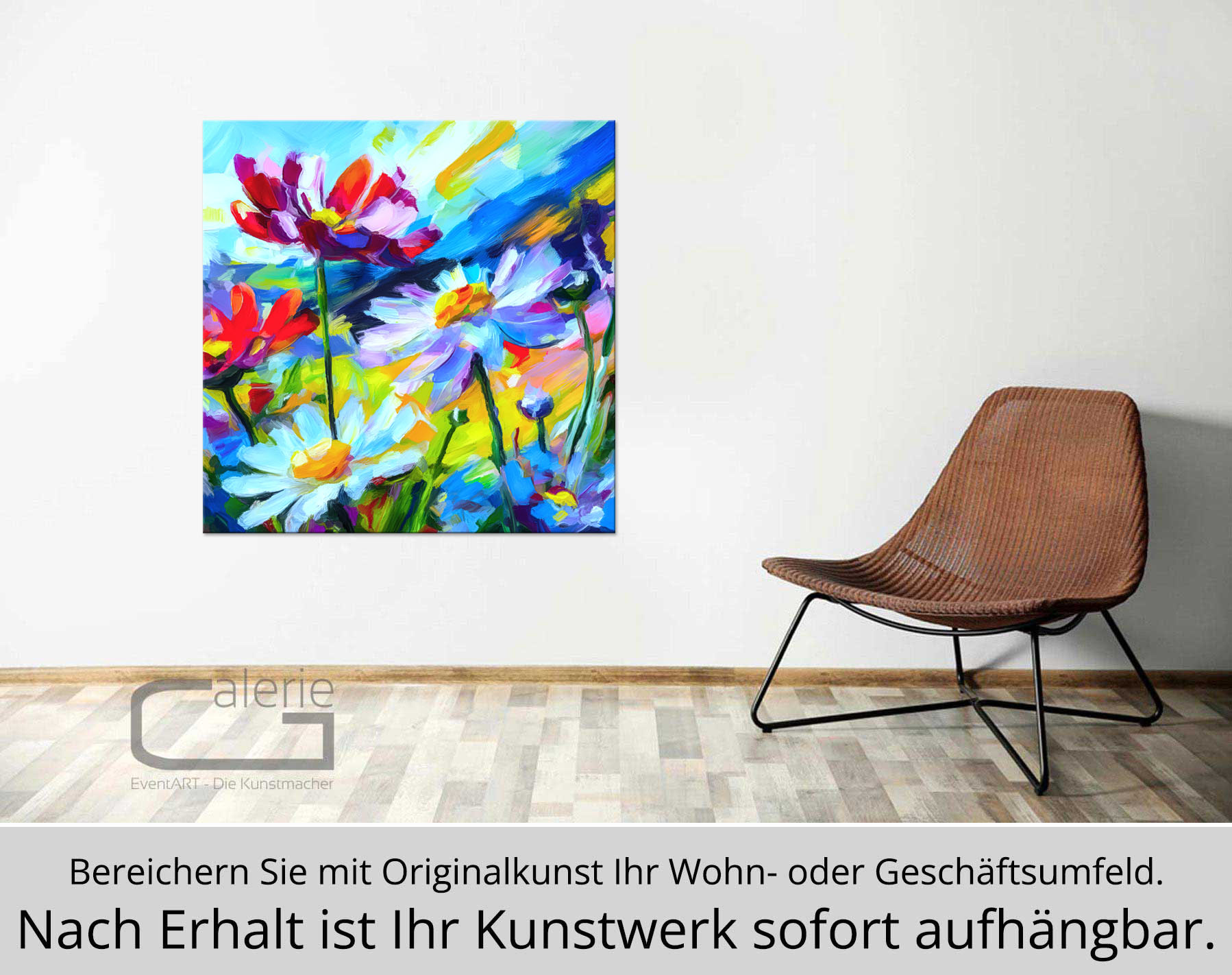 Moderne Kunst: "Sommerwind Blumen", H. Mühlbauer-Gardemin, Original/serielles Unikat