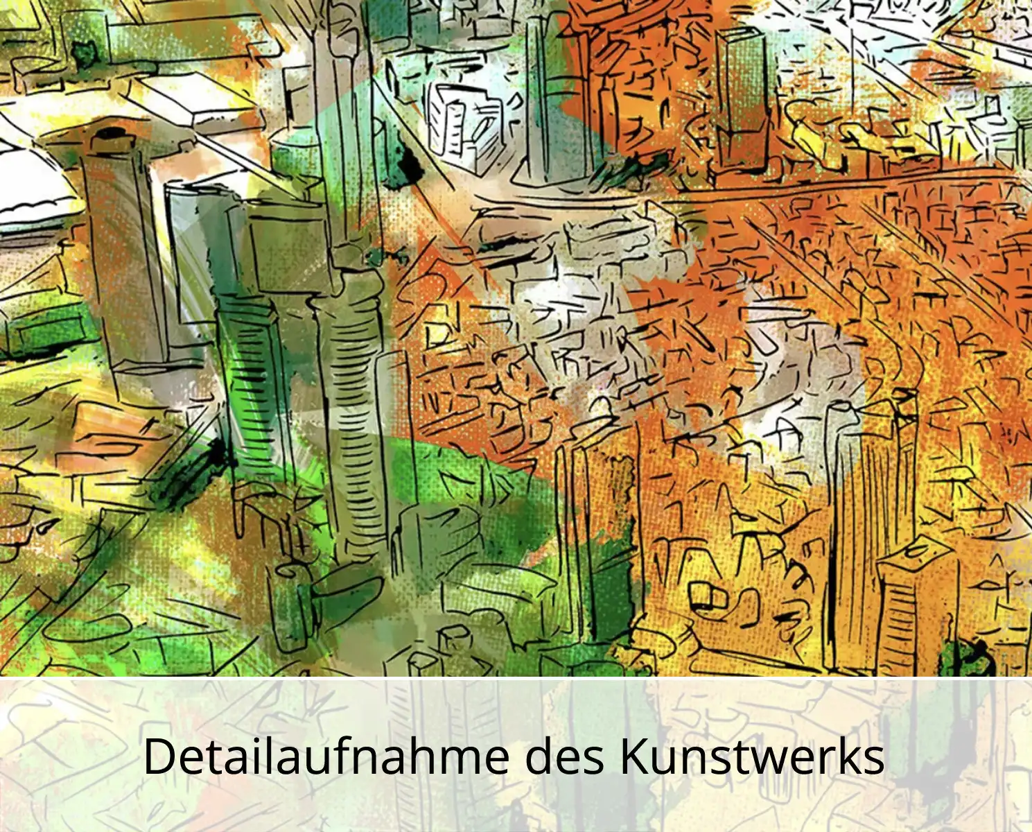 Moderne Kunst: "Frankfurt aus der Vogelperspektive", H. Mühlbauer-Gardemin, Original/serielles Unikat