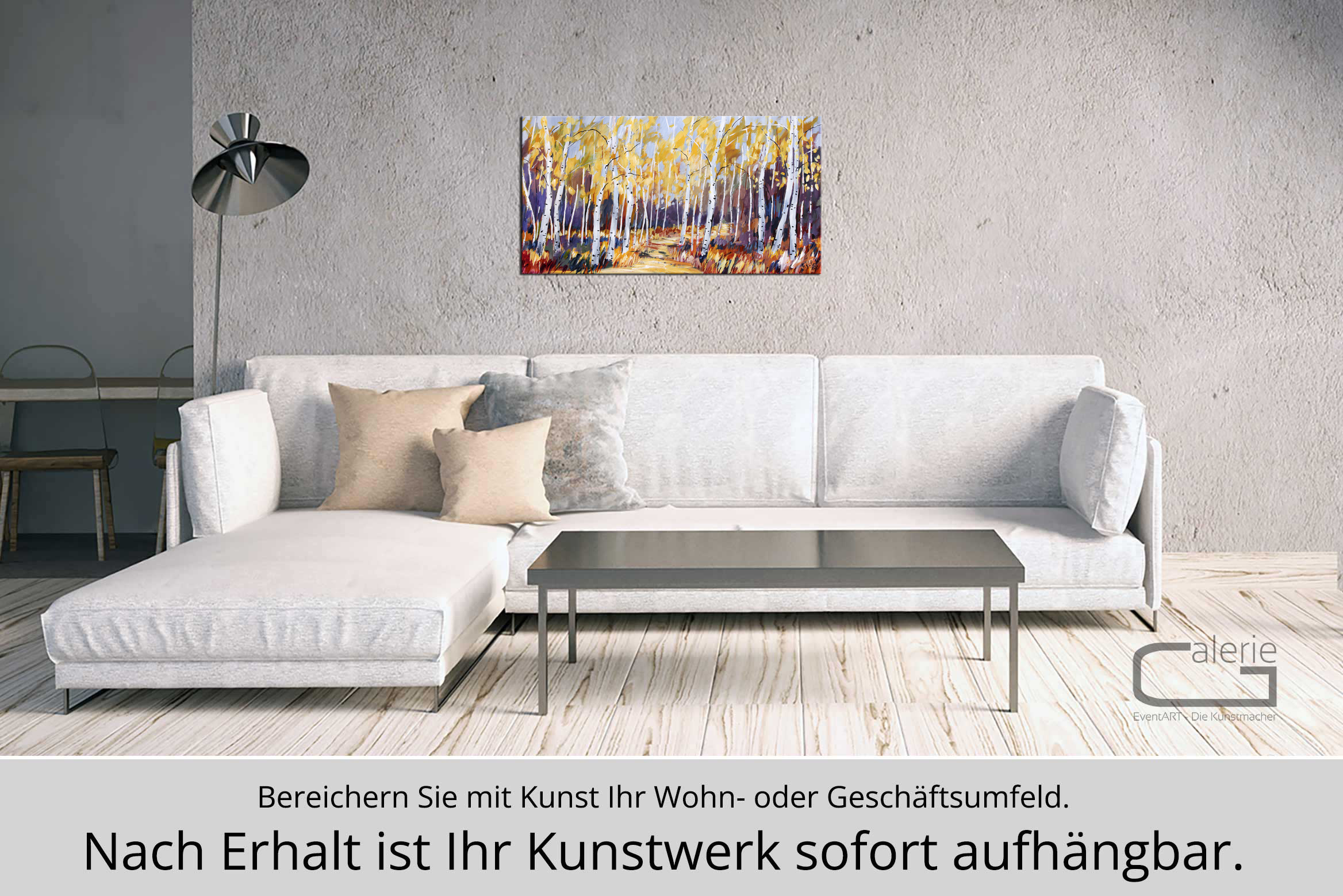M. Kühne: "Herbstspaziergang", Edition, signierter Kunstdruck