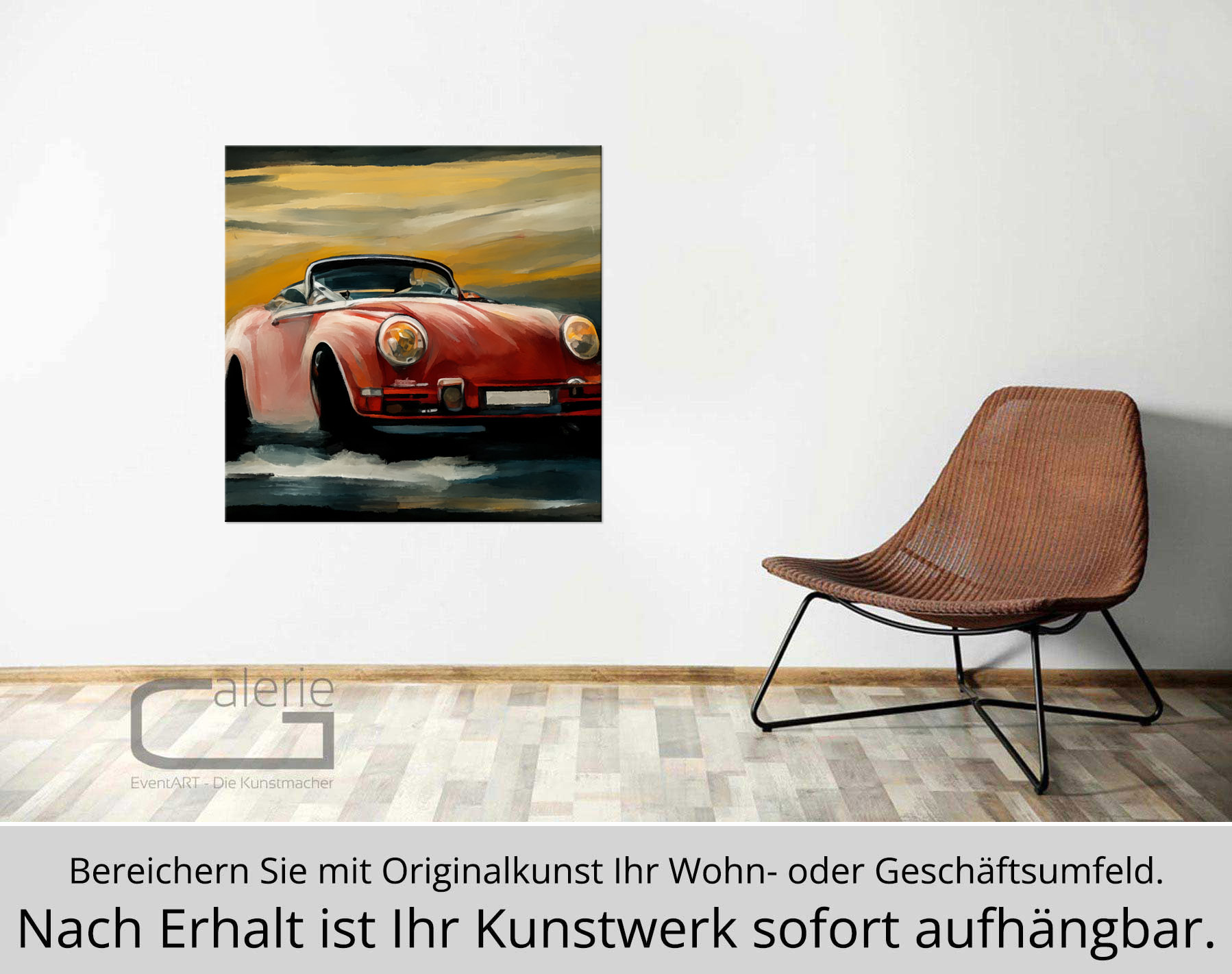 H. Mühlbauer-Gardemin: "Roter Porsche", Moderne Pop Art, Original/serielles Unikat