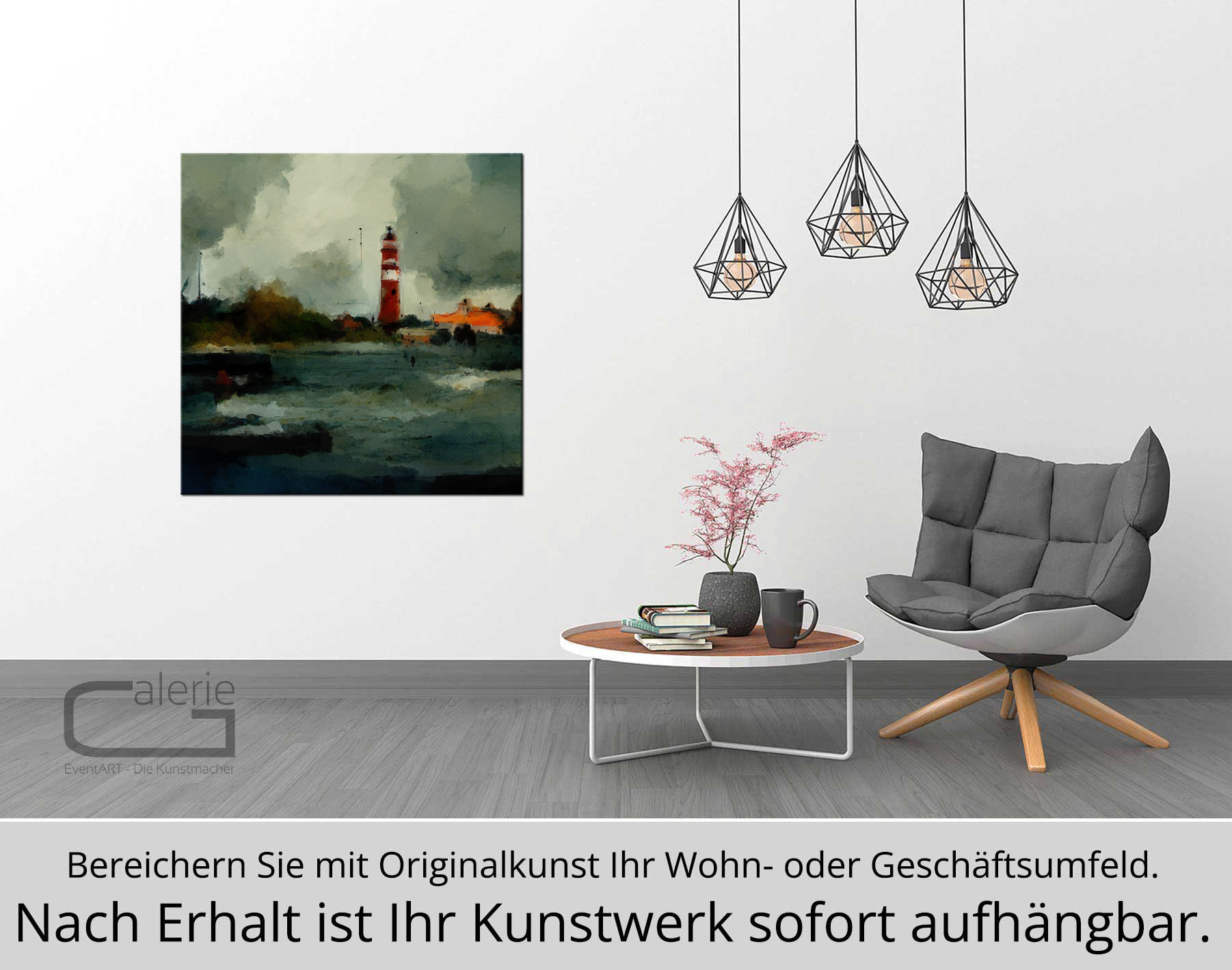 H. Mühlbauer-Gardemin: "Leuchtturm im Hafen", Moderne Pop Art, Original/serielles Unikat