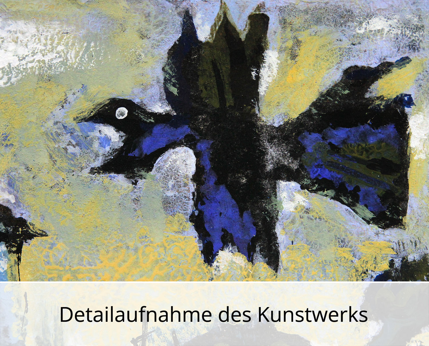 A. Larrett: Vogel der Nacht - 1, Acryl auf leinkaschiertem Papier, Original (Unikat)
