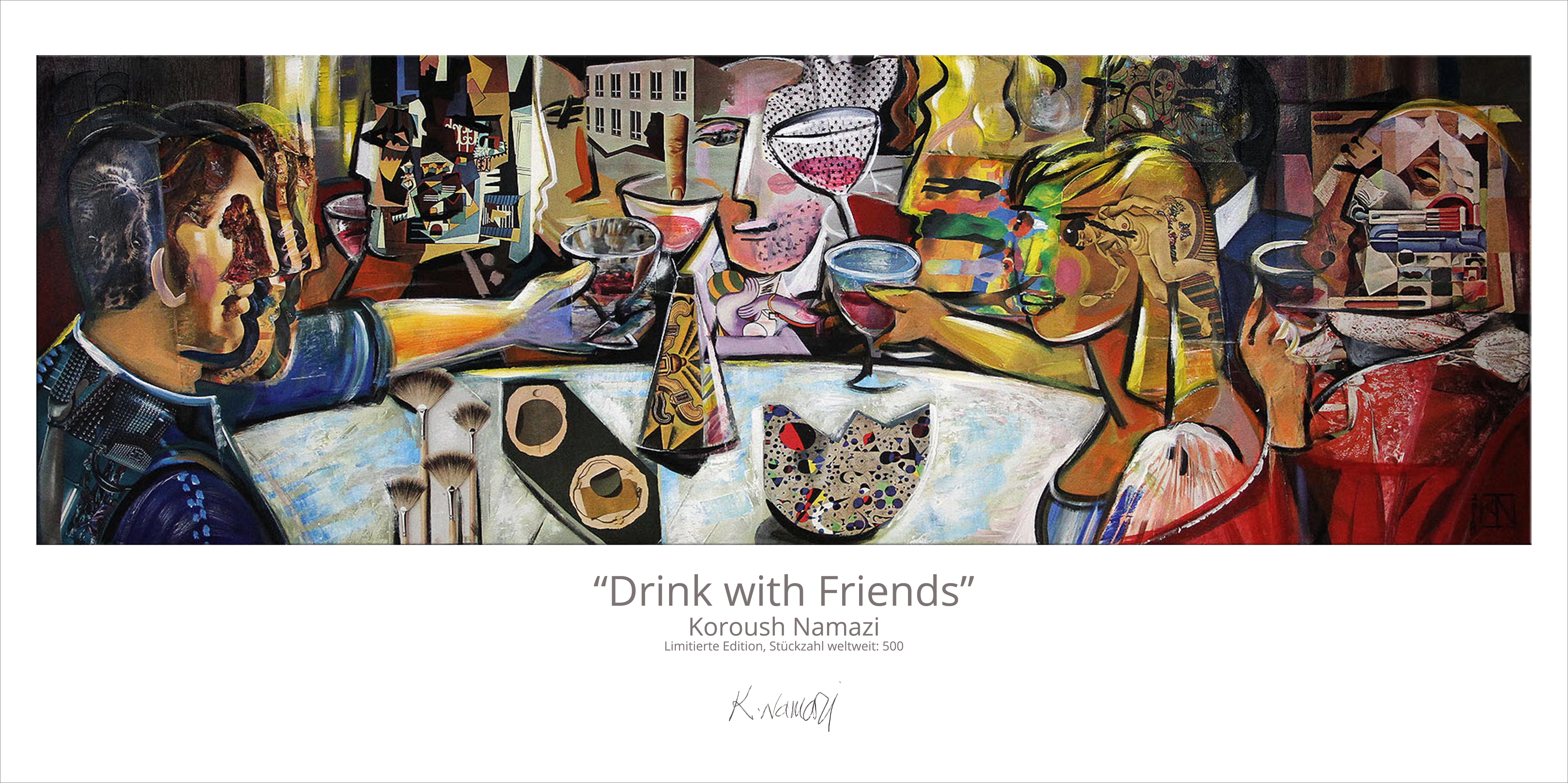 Limitierte Edition auf Papier, K. Namazi: "Drink with Friends", Fineartprint, Kollektion E&K