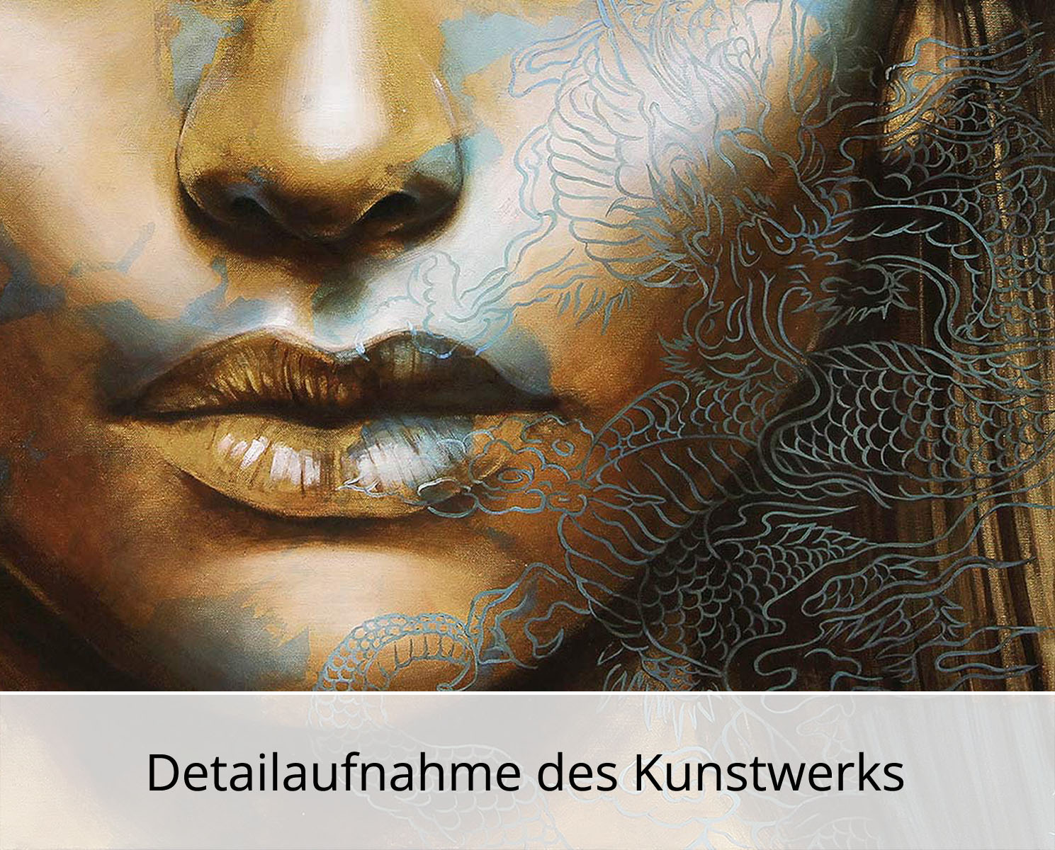 Signierter Kunstdruck: Gesicht mit Drachen, I. Bugoslavska, Edition