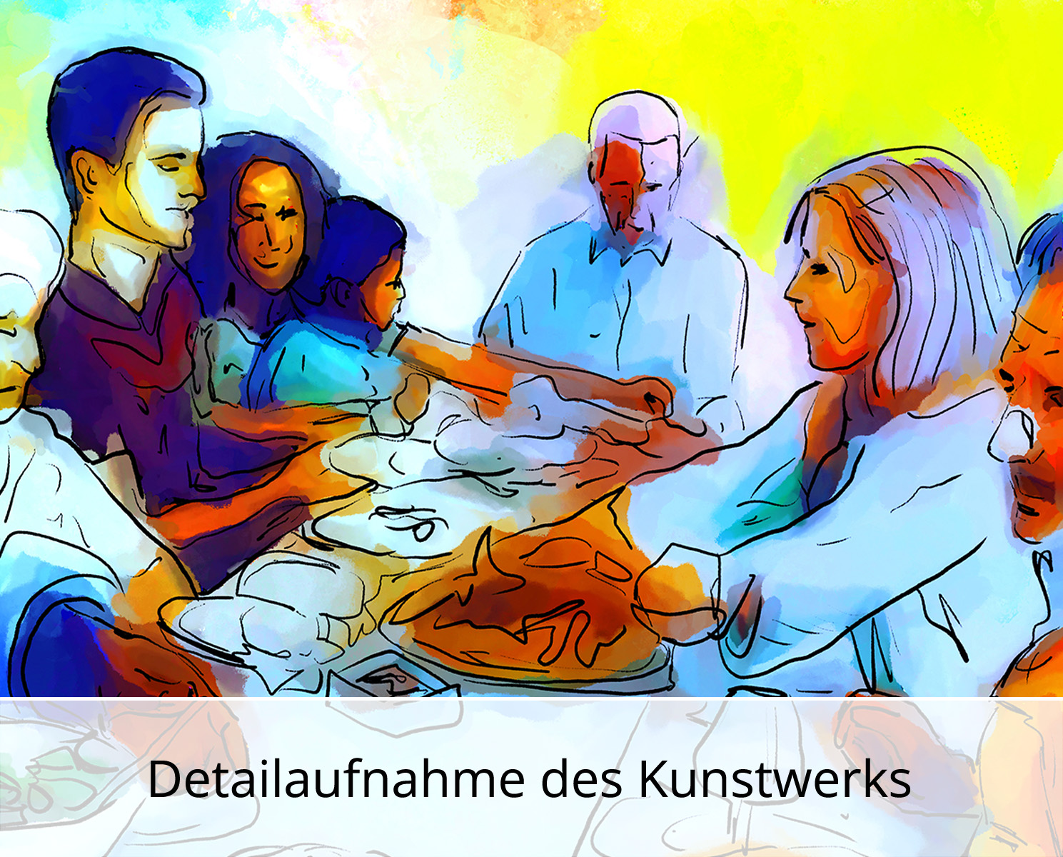 Moderne Pop Art: Family Diner, H. Mühlbauer-Gardemin, Original/serielles Unikat