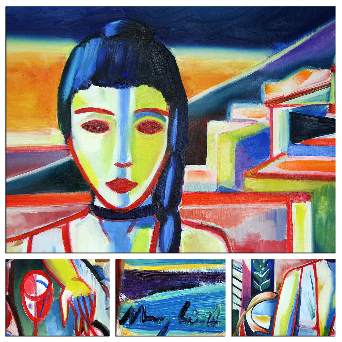 Expressionistische Ölmalerei, Maciej Cieśla: "Komposition mit einem Mädchen und Stillleben 02.2019"