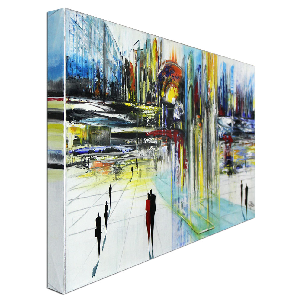 Modernes Gemälde, K. Namazi: "Stadt am Fluss" (A)
