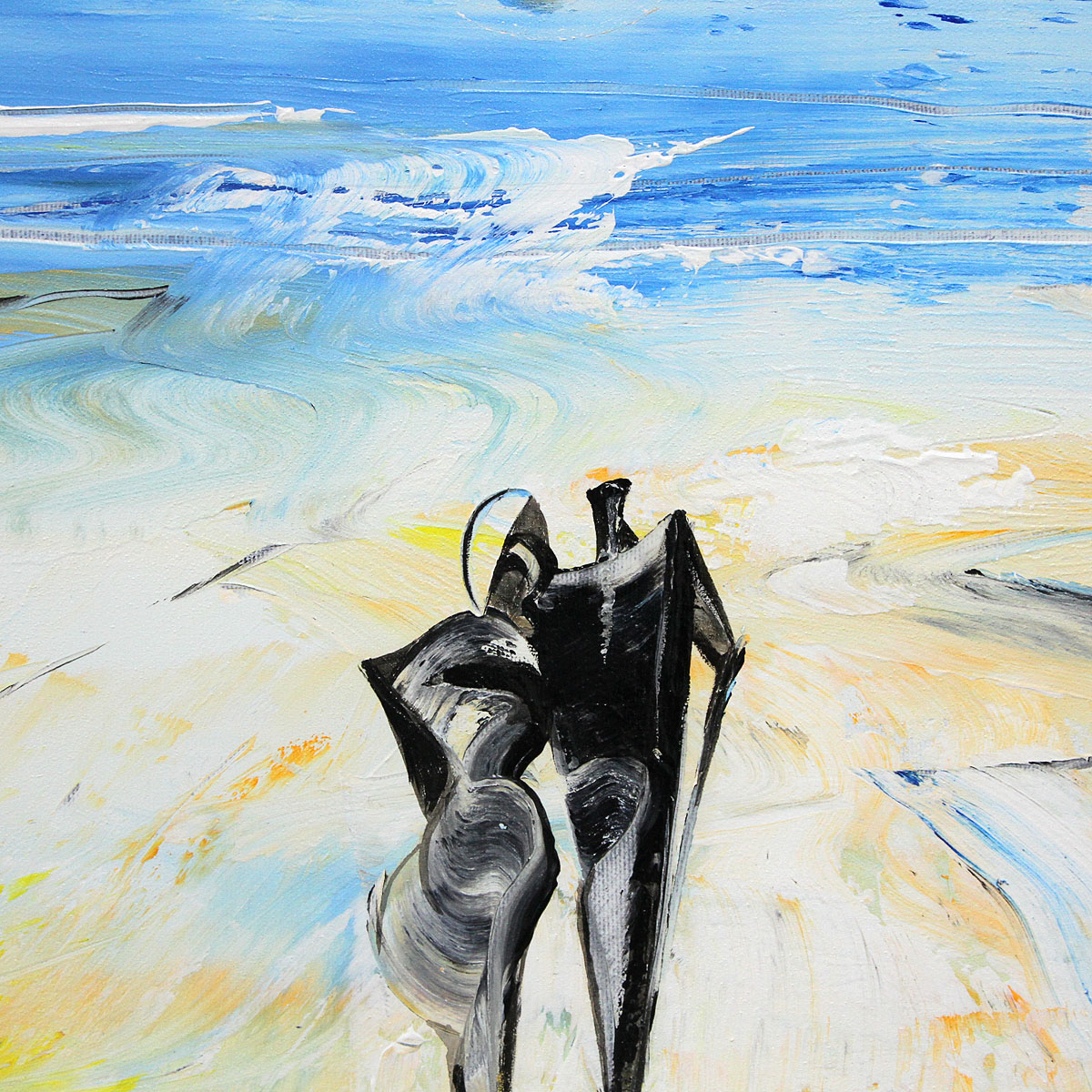 K. Namazi: "Abstrakte Figuren am Strand III", originales Acrylgemälde (Unikat) (A)