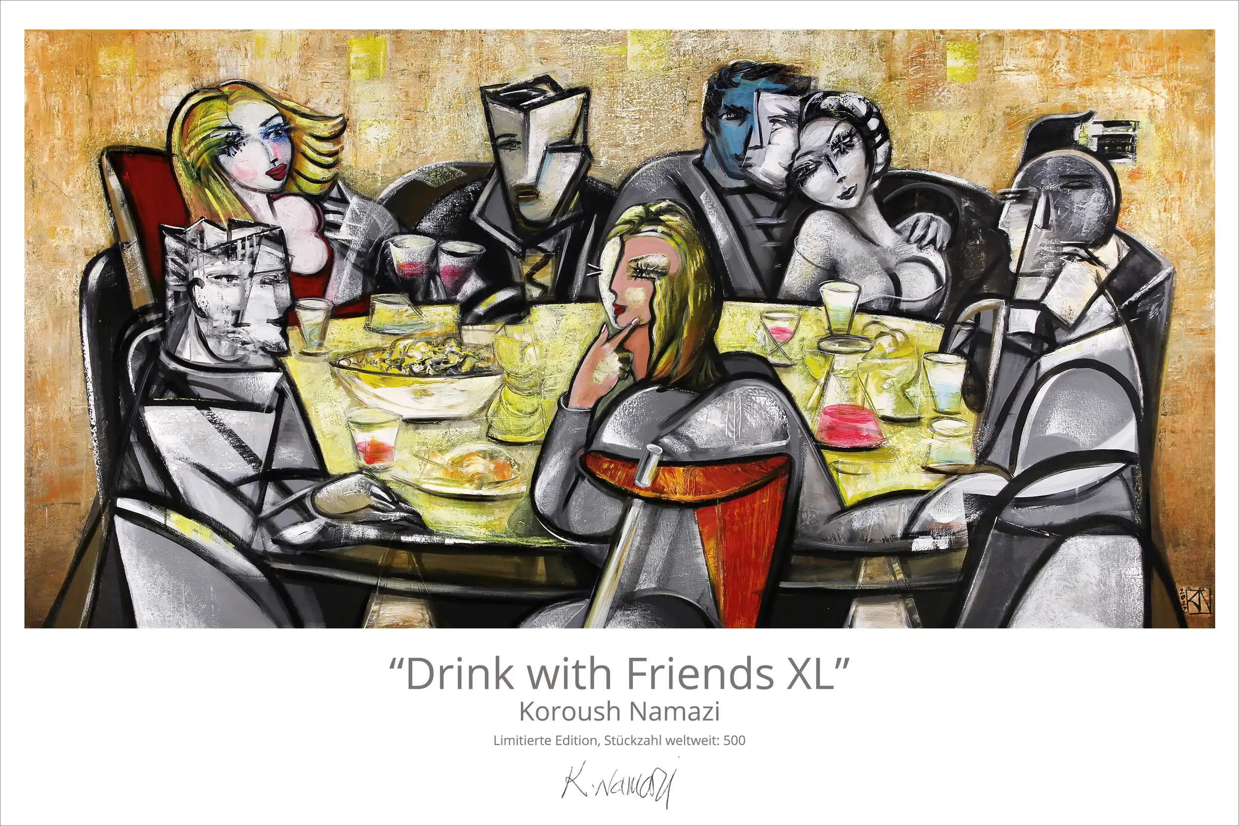 Limitierte Edition auf Papier, K. Namazi: "Drink with Friends XL", Fineartprint