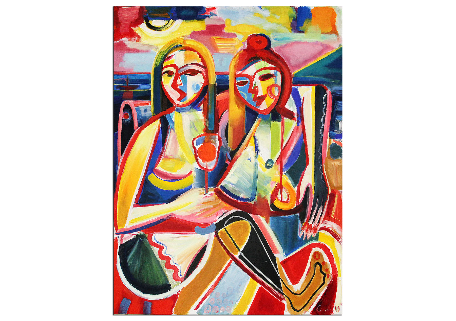 Ölmalerei, Maciej Cieśla: "Zwei Mädchen, italienische Inspiration 07/2019", Originalgemälde (Unikat)