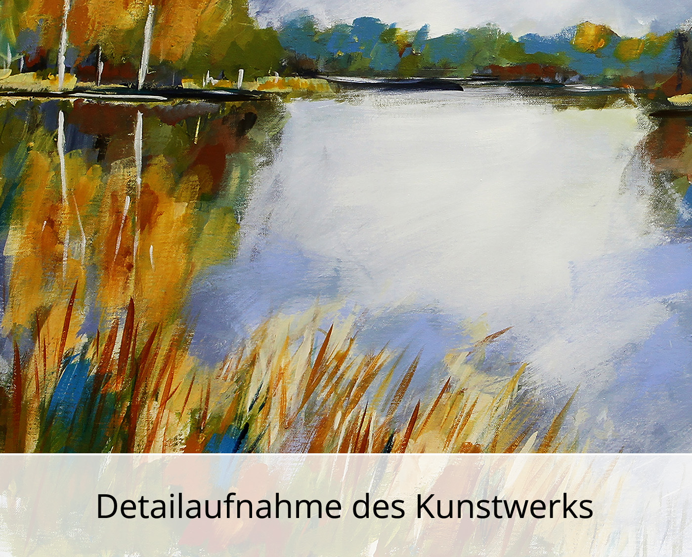 M. Kühne: "Herbstspaziergang am See", Edition, signierter Kunstdruck