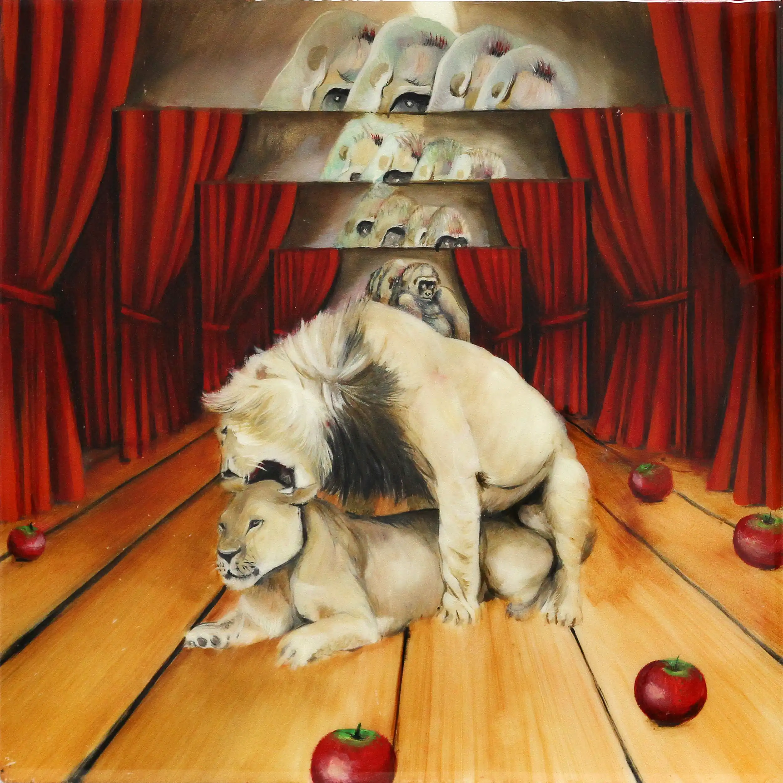 D. Block: "Du lieber Affe hättest du nur weggeschaut, nun willst du es wie der König treiben", Original/Unikat, expressive Ölmalerei