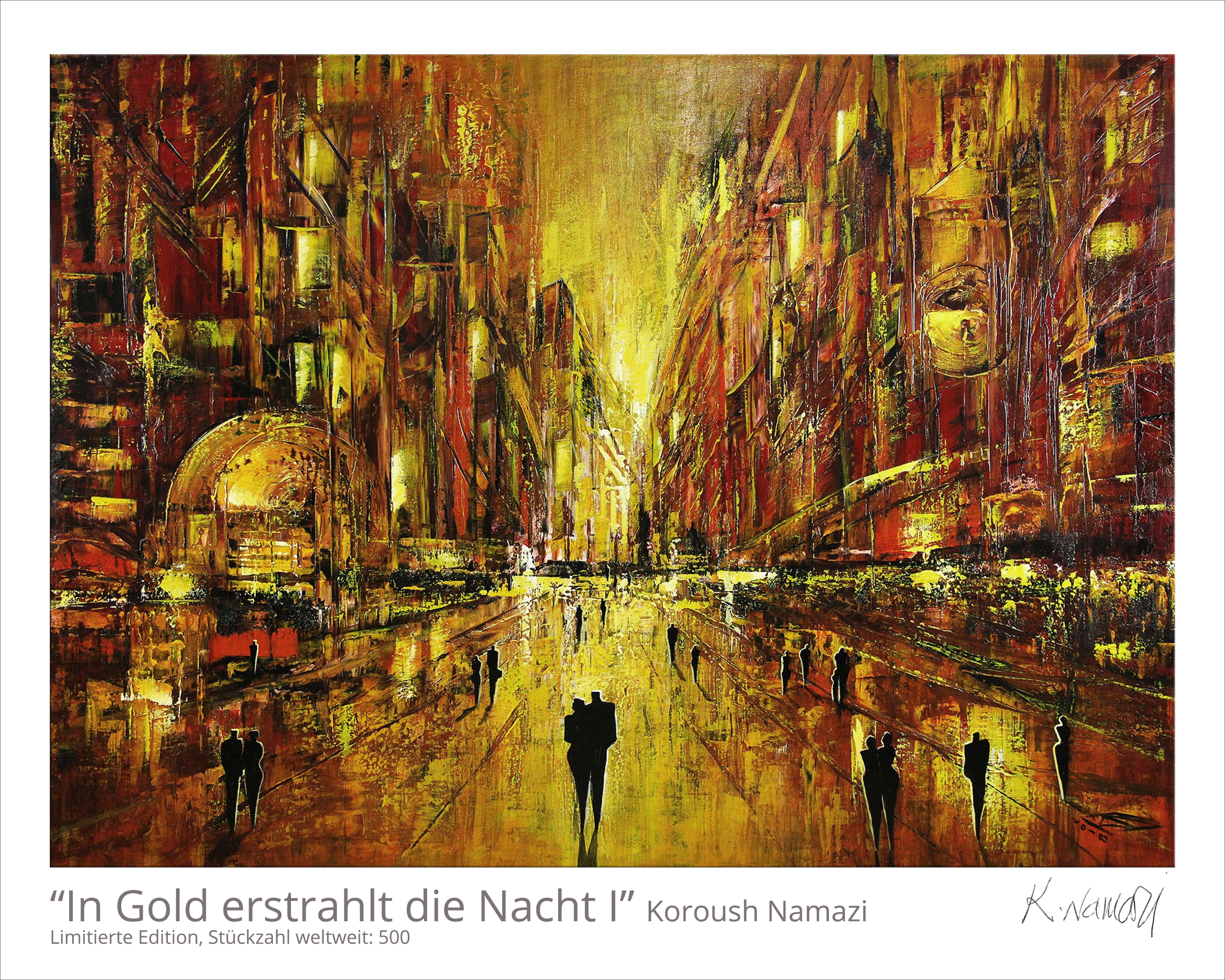Limitierte Edition auf Papier, K. Namazi: "In Gold erstrahlt die Nacht I", Fineartprint, Kollektion E&K