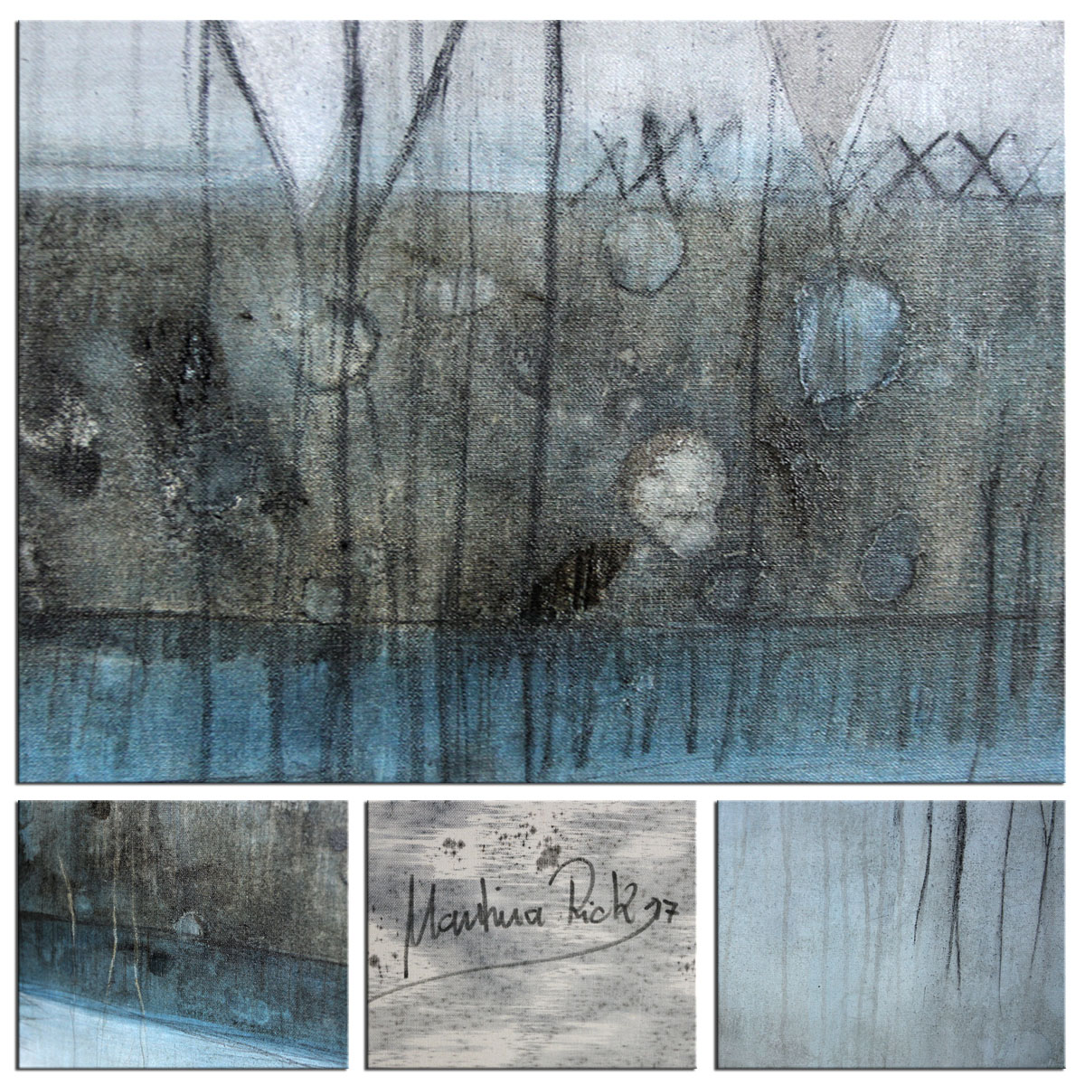 Abstrakte Acrylmalerei, M.Rick: "Träumen vom See" (ri)