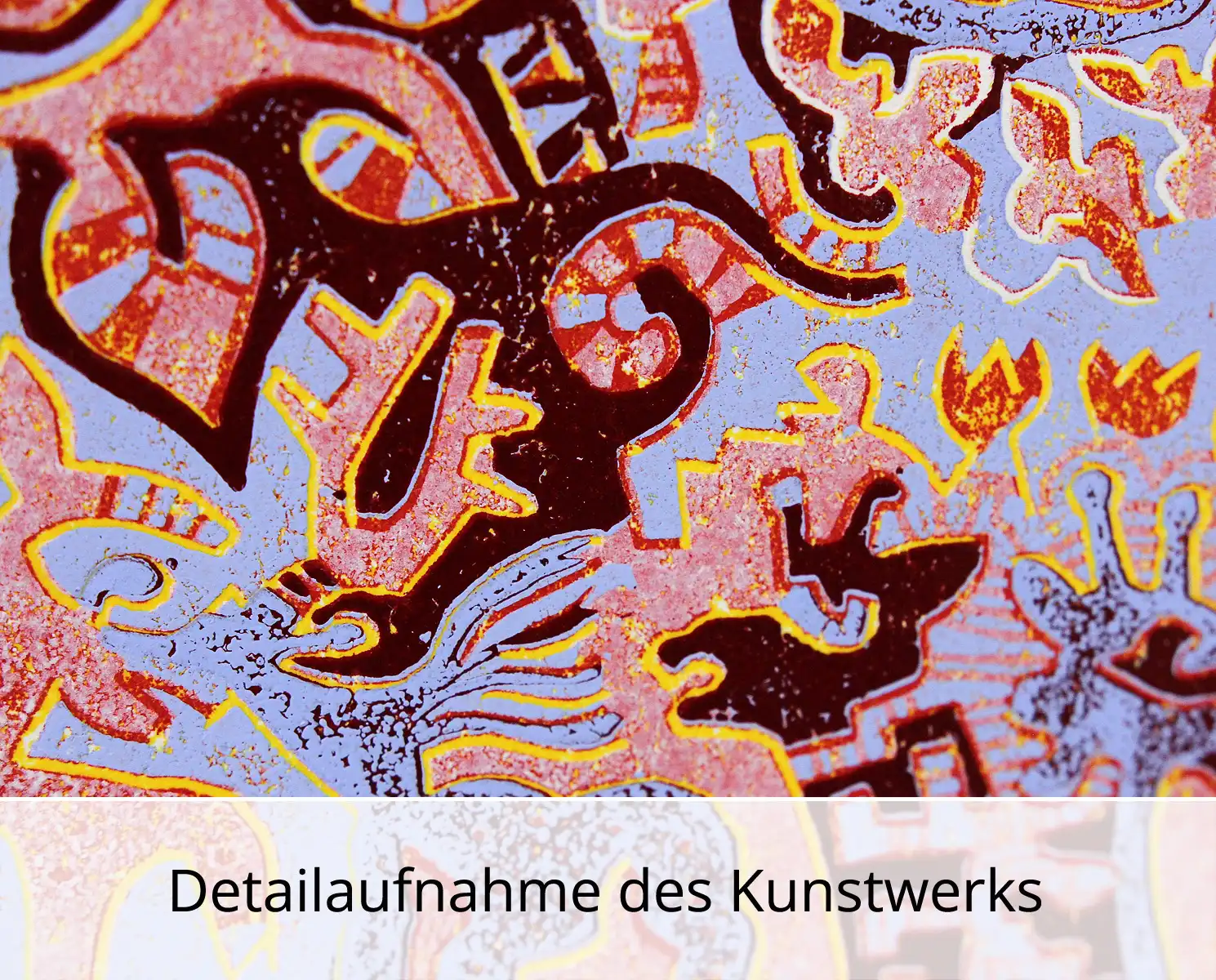 F.O. Haake: "Der erste Adam benennt das Einhorn", originale Grafik/serielles Unikat, mehrfarbiger Linoldruck