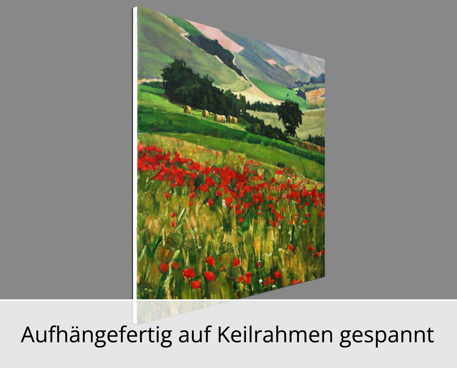 A. Larrett: Tirolmohnfelder, Moderne Ölbilder Original/Unikat