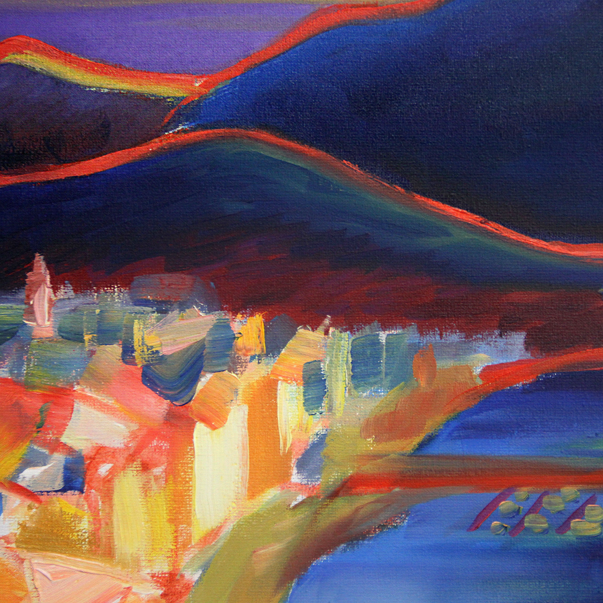 M. Cieśla: "Sunset in Monterosso al Mare", Original/Unikat, Expressionistisches Ölgemälde (A)