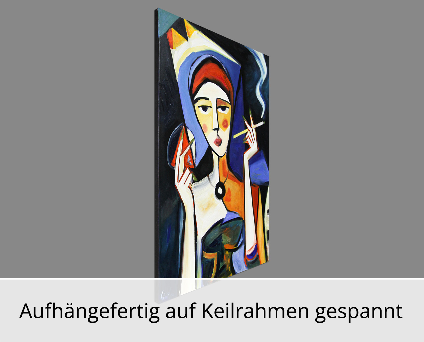 M. Cieśla: Mädchen mit Zigarette 7, Original/Unikat, Expressionistisches Ölgemälde