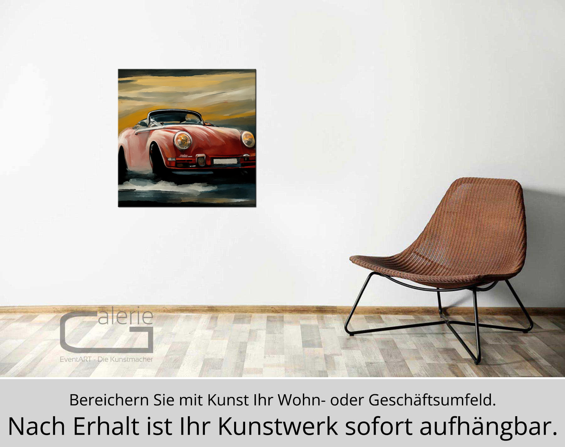 Kunstdruck, signiert: Roter Porsche, Holger Mühlbauer-Gardemin, Edition
