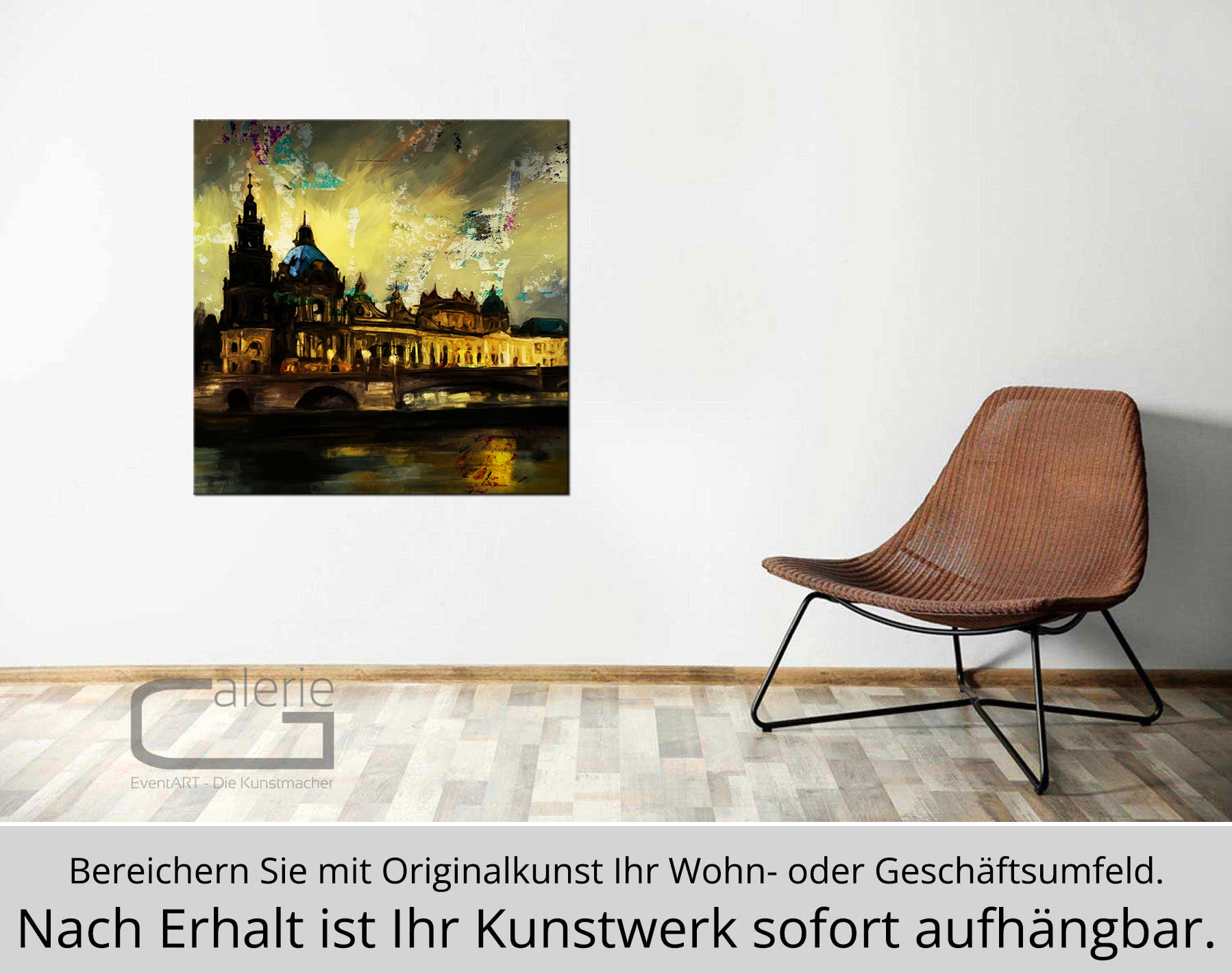 Moderne Pop Art: Dresden mit Elbe, H. Mühlbauer-Gardemin, Original/serielles Unikat