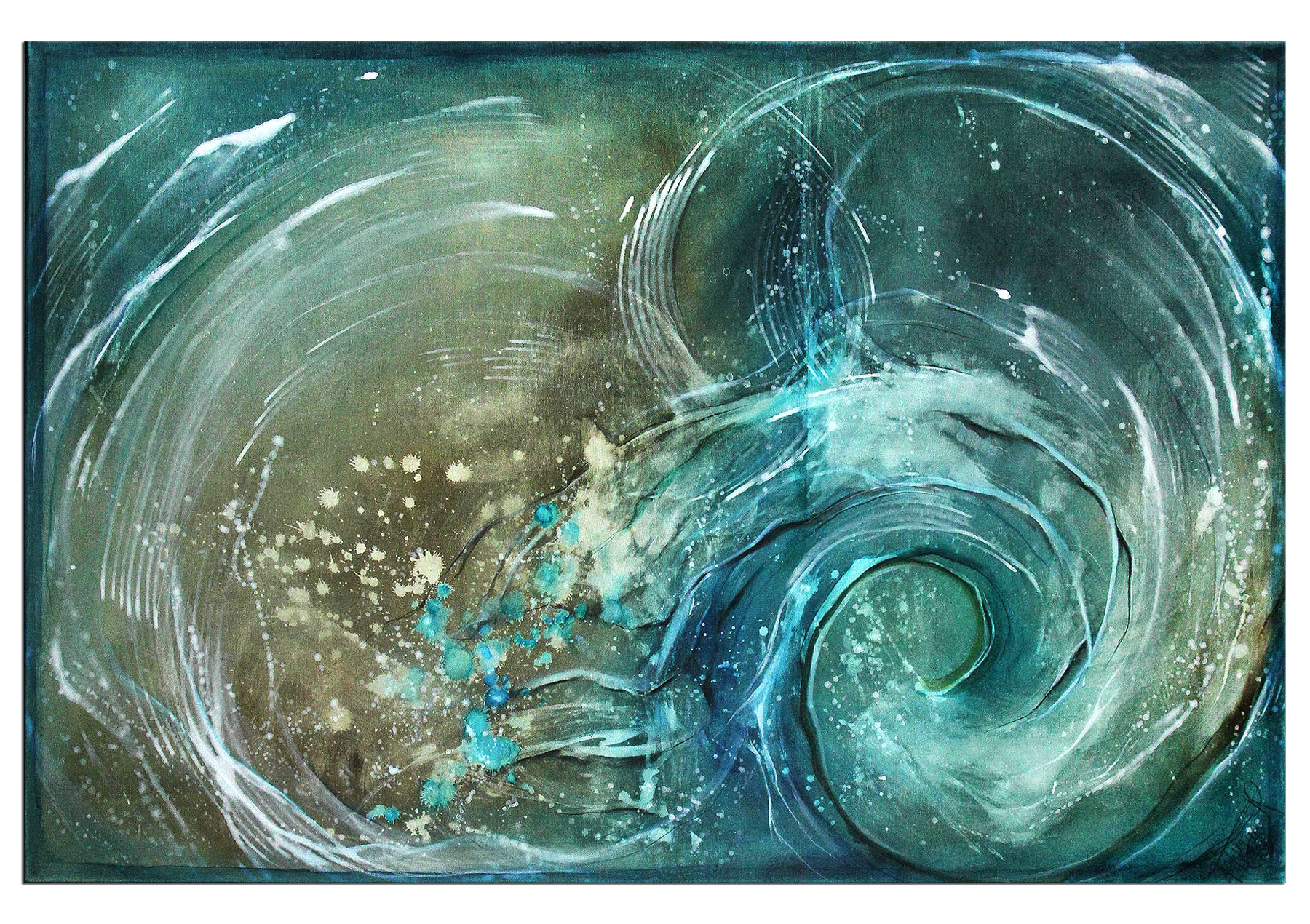 Acrylbilder abstrakt, A. Freymuth: "Wildwasser" inkl. Schattenfugenrahmen schwarz SR43112-s