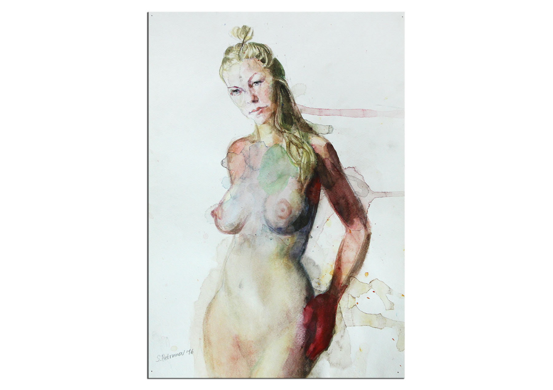 Aquarellmalerei, Stefan Petrunov: "Nude II" (A)