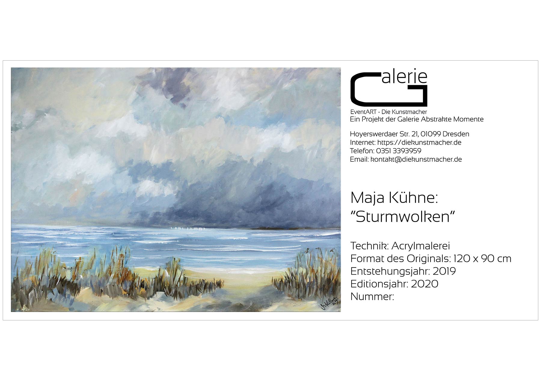 Sonderedition, Monatsgemälde als Kunstdruck v. Maja Kühne: "Sturmwolken"