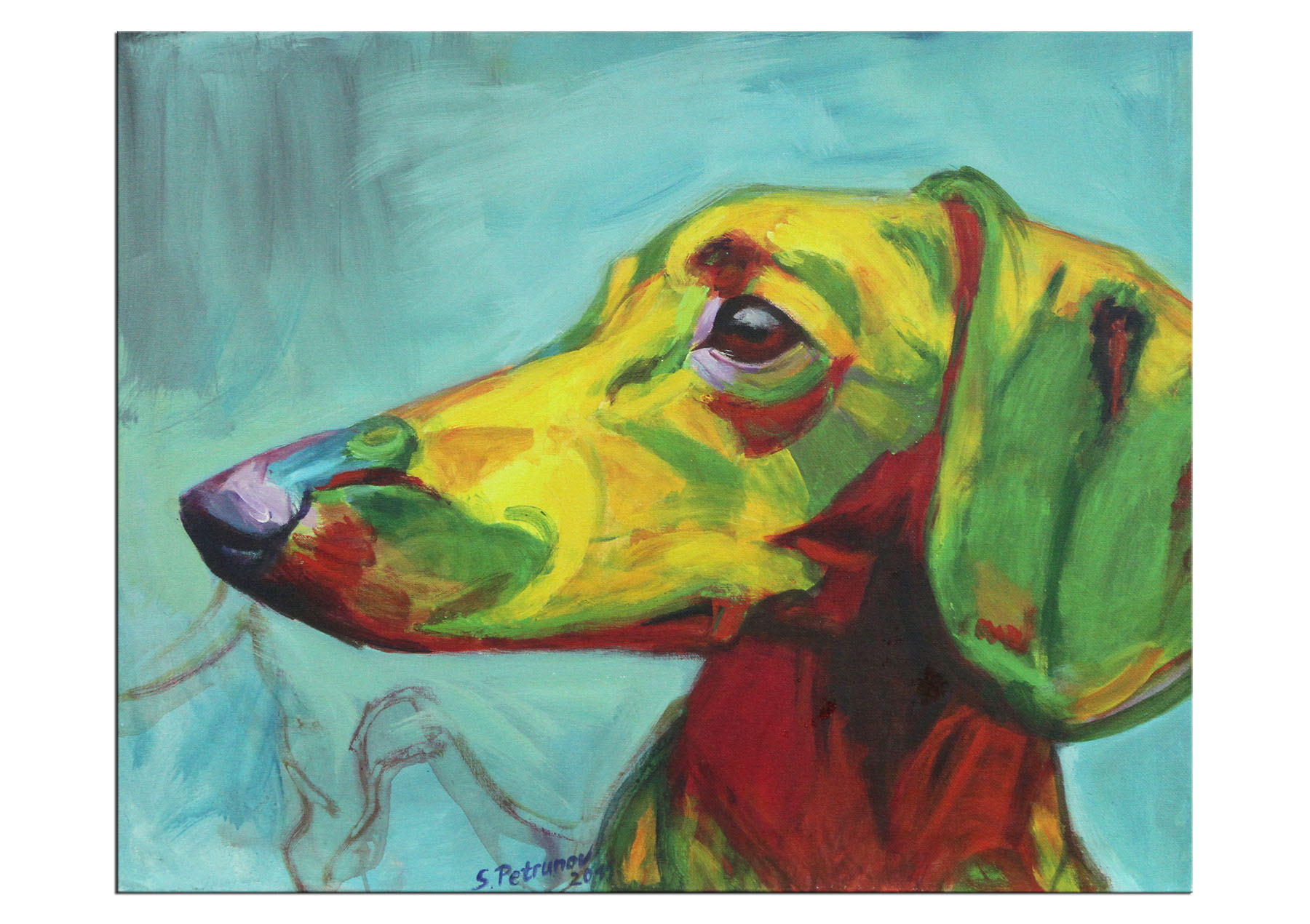 Limitierter Kunstdruck von Stefan Petrunov: "Portrait of dachshund" (A)
