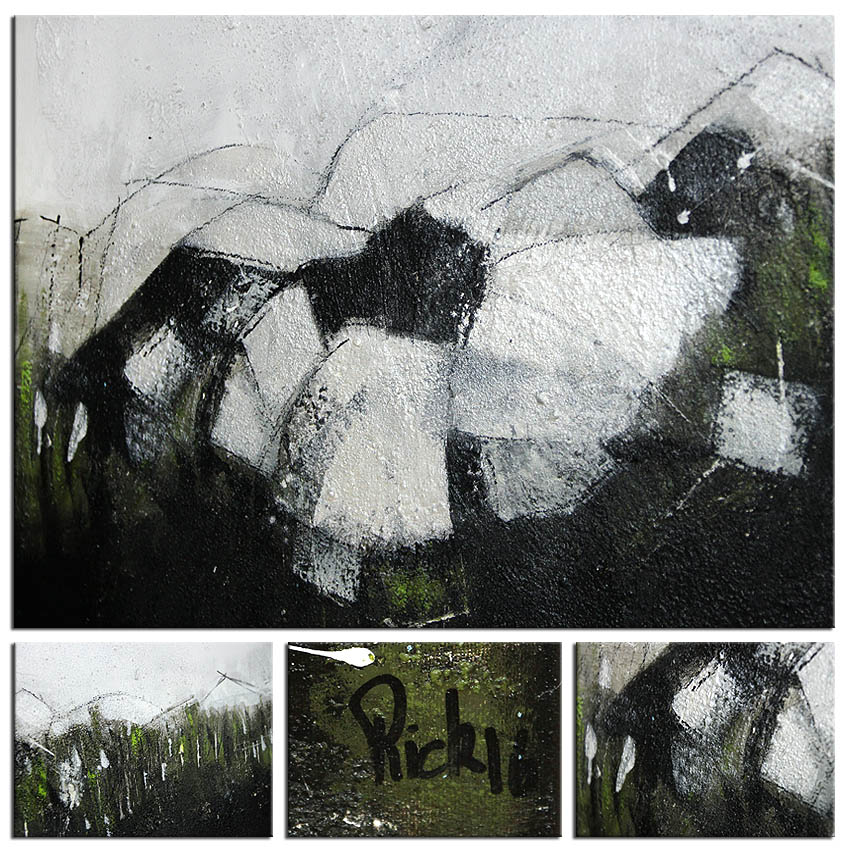 Acrylbilder abstrakt, M.Rick: "WHITE FLOWER" (ri)