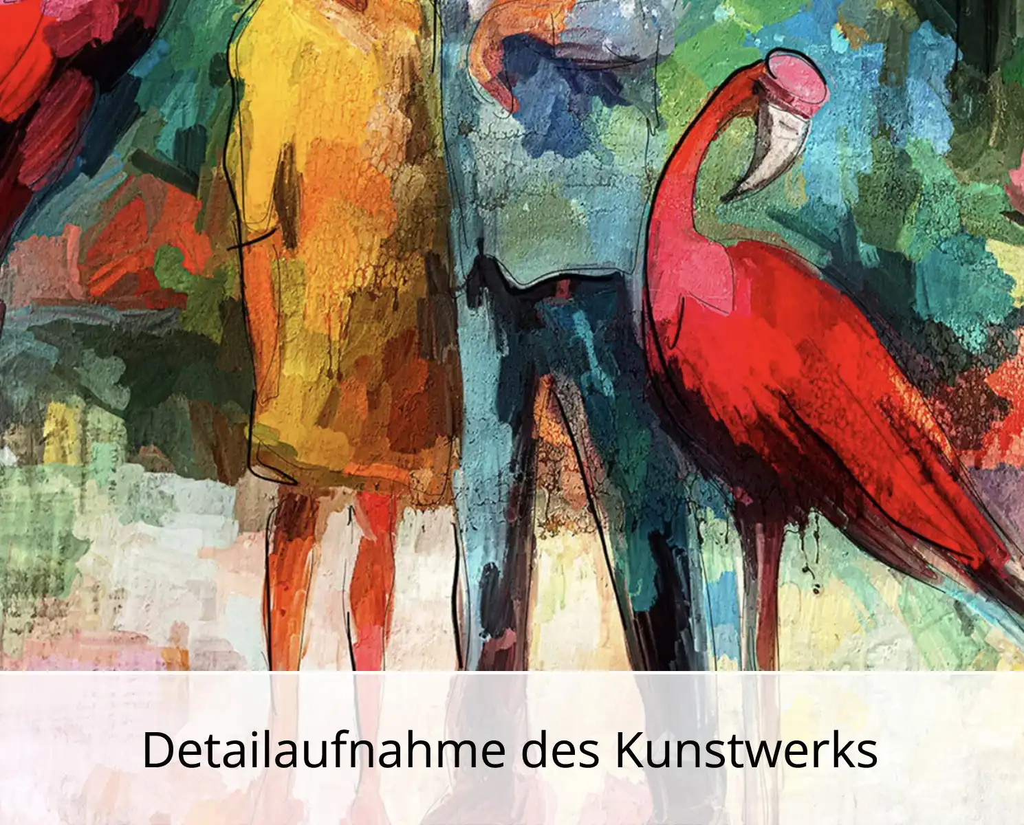 Moderne Pop Art: "Paar mit Flamingos", H. Mühlbauer-Gardemin, Original/serielles Unikat