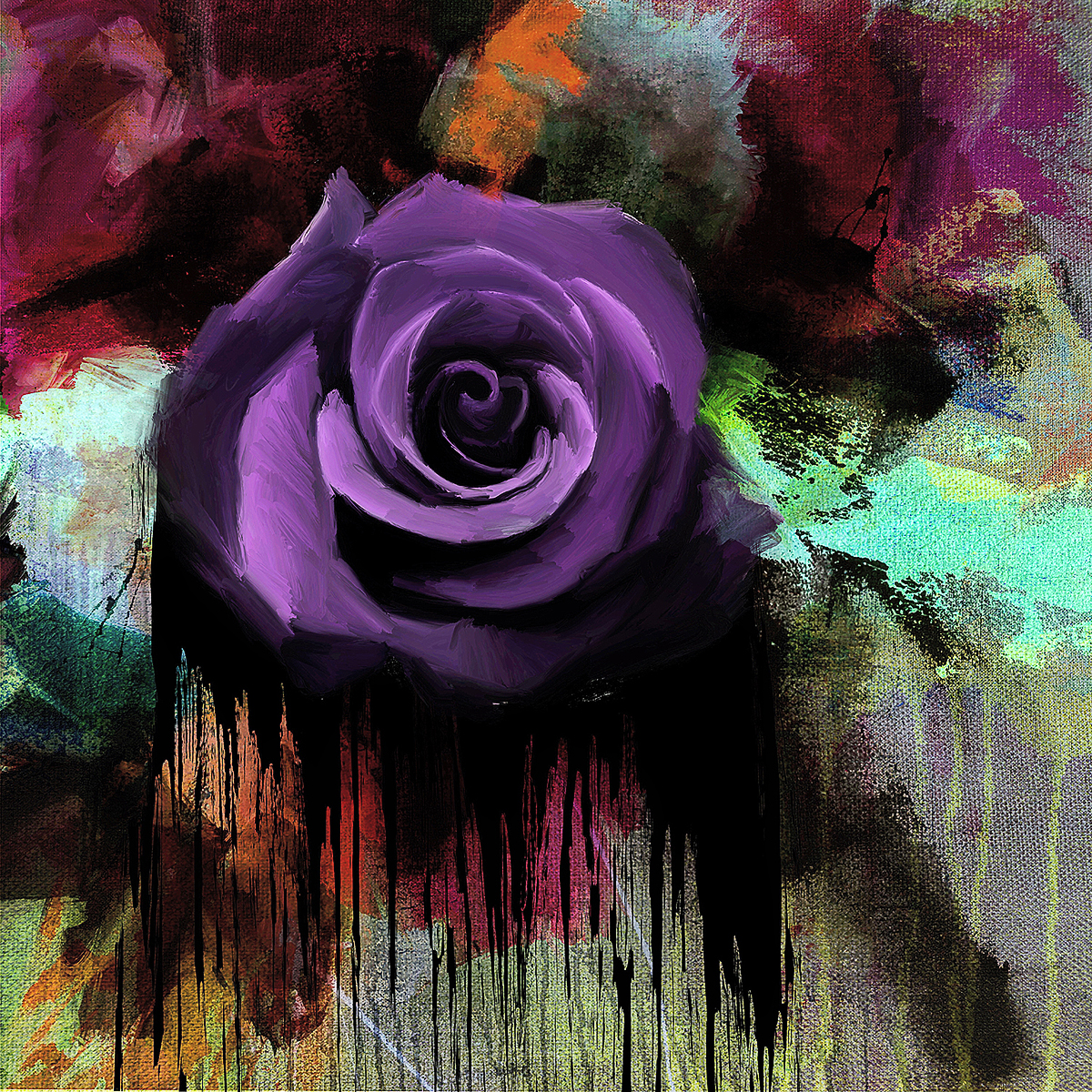 H. Mühlbauer-Gardemin: "Black Rose", Moderne Pop Art, Original/serielles Unikat (A)