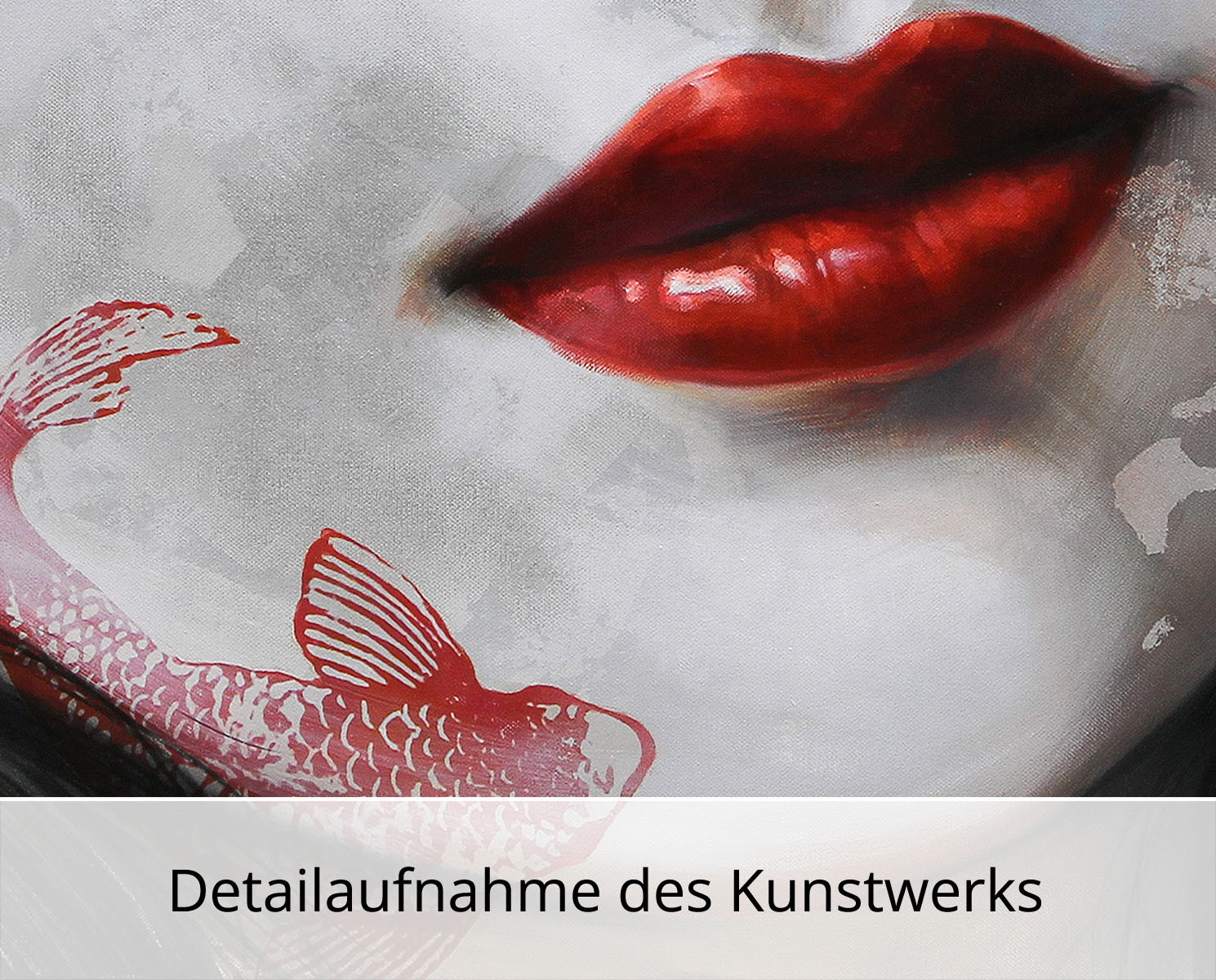 Signierter Kunstdruck: "Gesicht mit Fisch", I. Bugoslavska, Edition, Fineartprint auf Leinwand Nr. 1/100