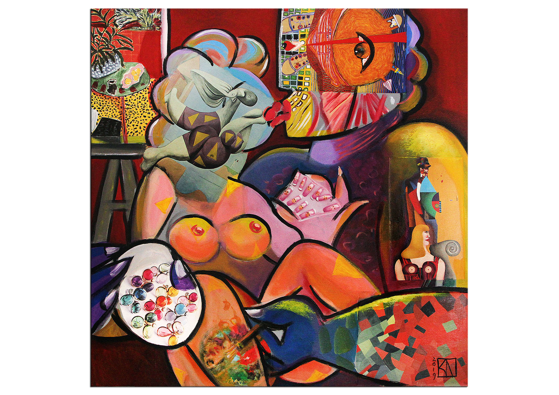 Moderne Kunst von K. Namazi: "Actionpainting - von der Muse geküsst", Originalgemälde (Unikat)  (ri,