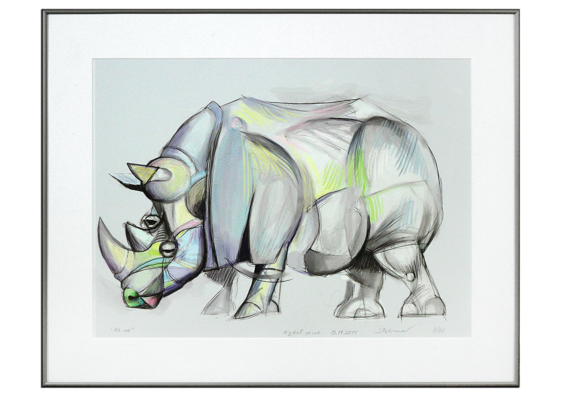 Limitierter Kunstdruck, Stefan Petrunov: "Rhino III" (A)