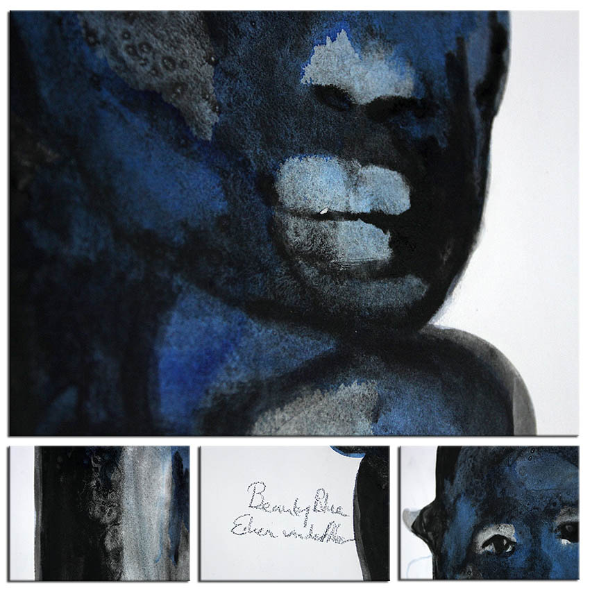Acrylmalerei auf Papier, E.v.d.Meer: "BEAUTY BLUE"