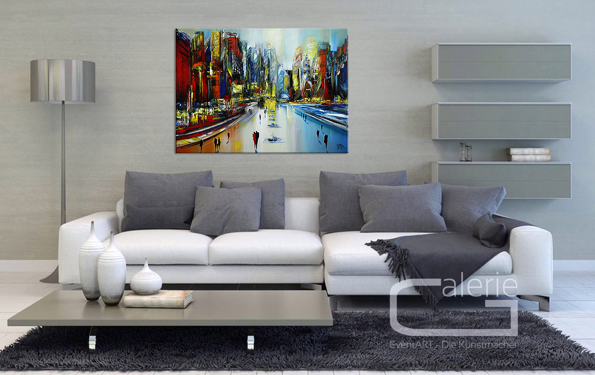 Modernes Gemälde, K. Namazi: "Future City II" (ri)