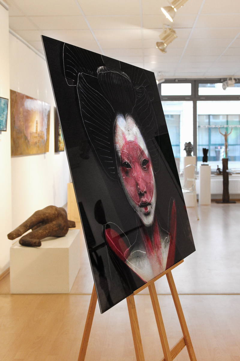Edition, Digitale Kunst hinter Acrylglas, Holger Mühlbauer-Gardemin: "Geisha (rot)"