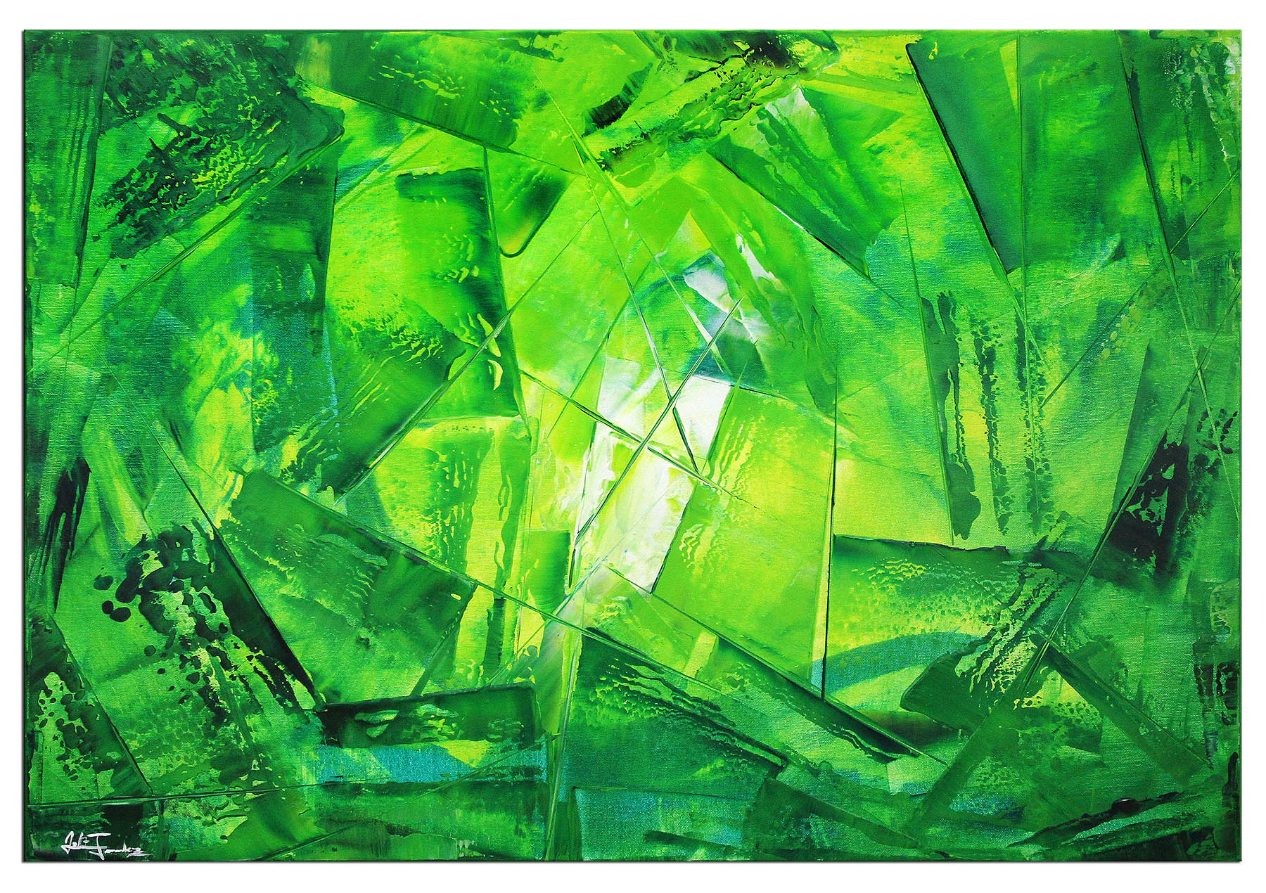 Acrylbilder, J. Fernandez: "Green XV"