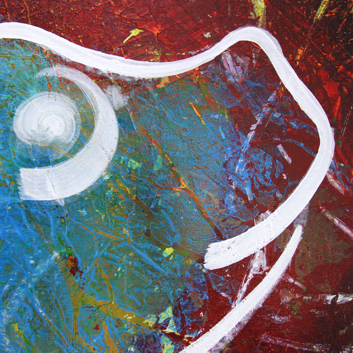 A. Rojo : "Flying Porky blue Pig", abstraktes Acrylgemälde, Original/Unikat